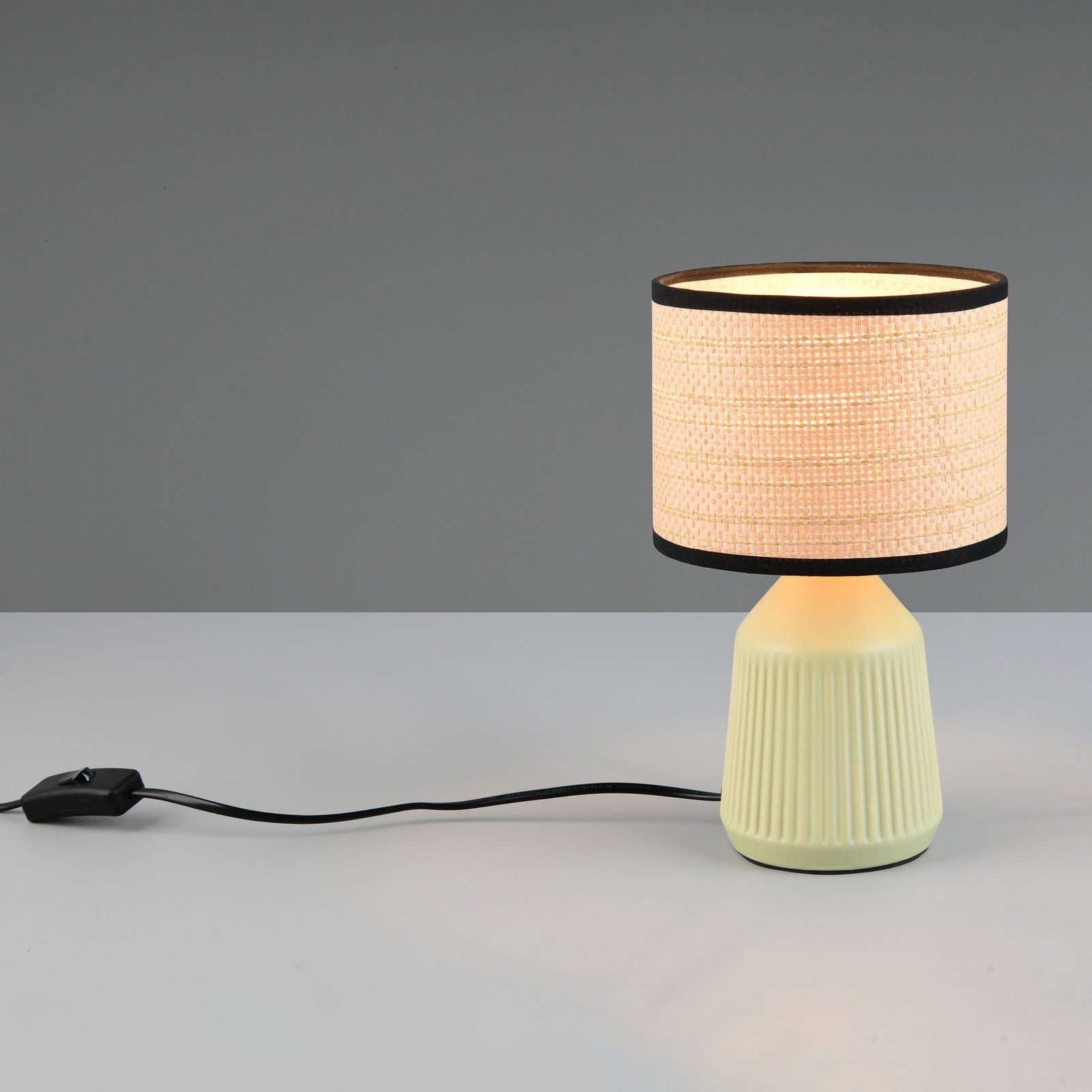 Reality Leuchten Lampa de masă Formentera verde/bej înălțime 27 cm ceramică/hârtie - Camera de zi / sufragerie - verde bej