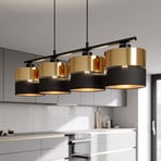 Hilton pendant light, black/gold, 4-bulb