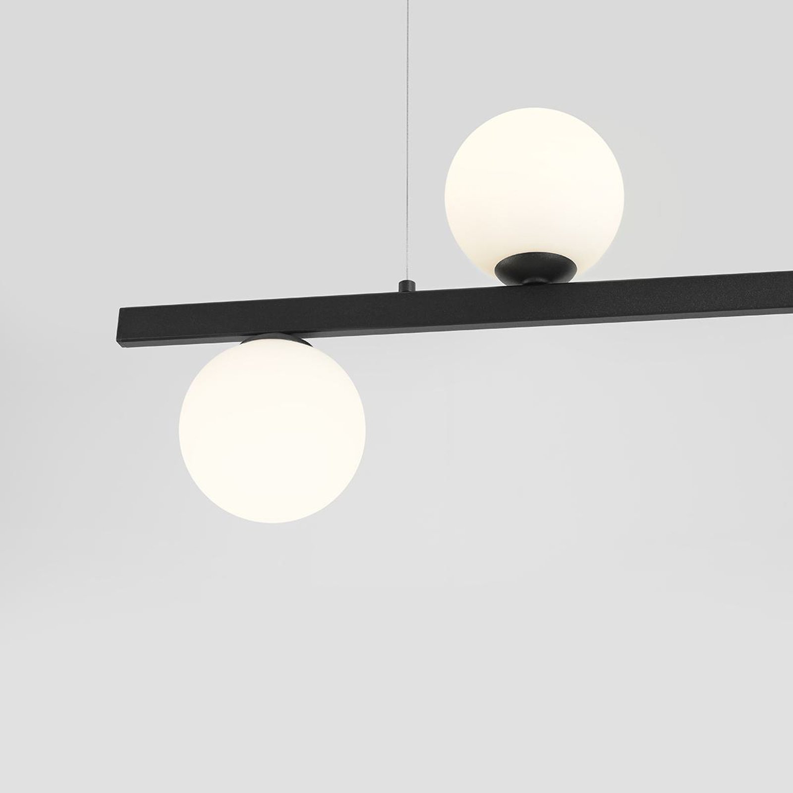 Suspension Garda 5, poutre, métal, verre, noir, 5 lampes