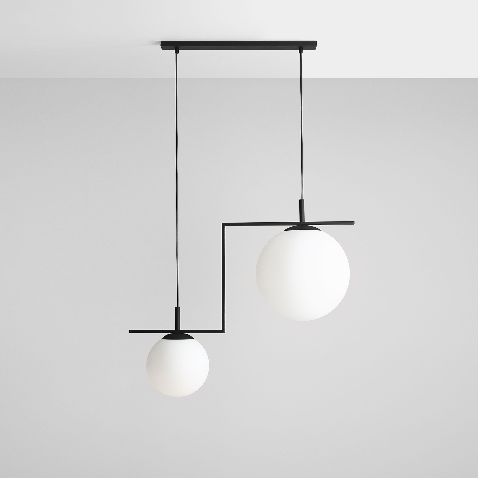 Hanglamp Zac, 2-lamps, zwart