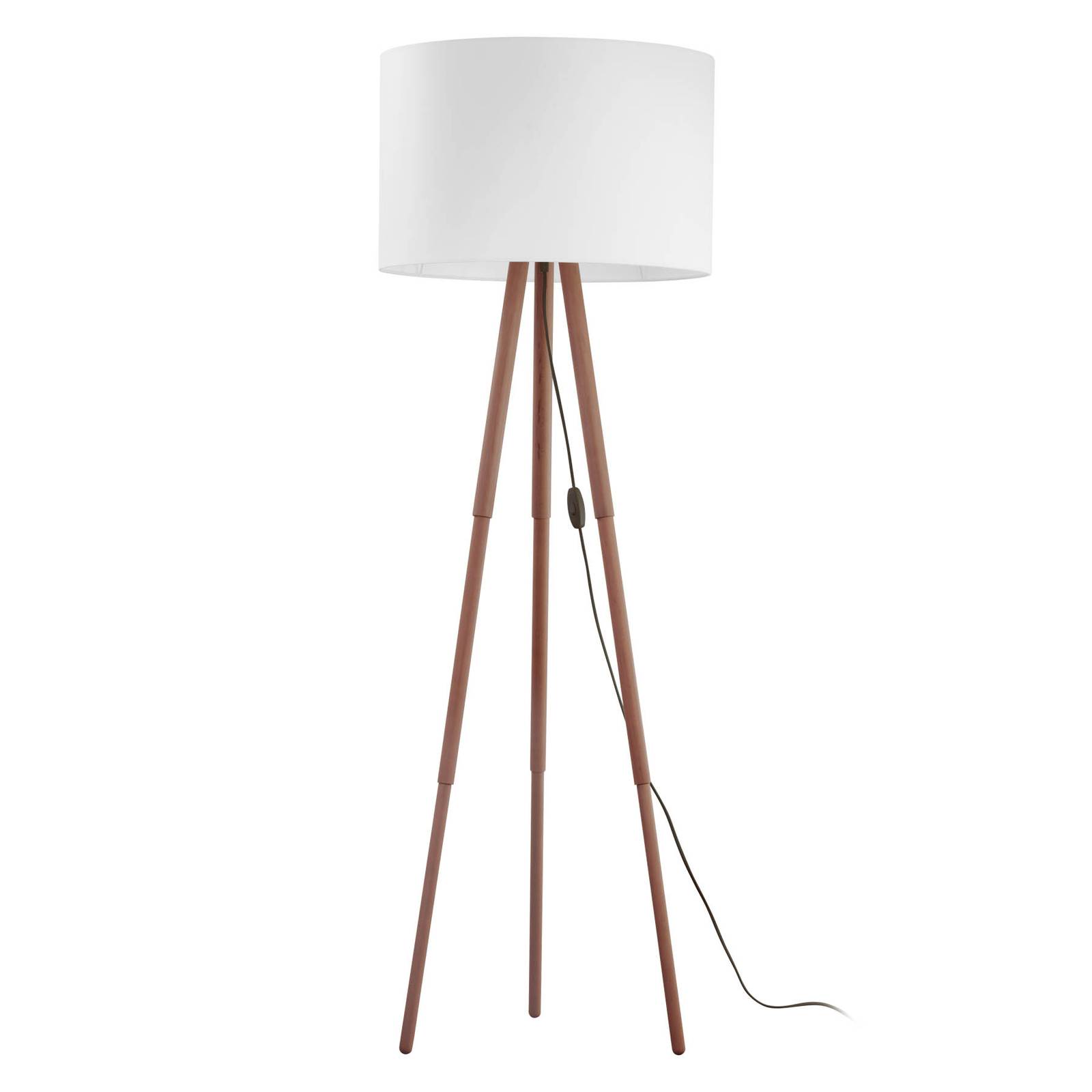 Euluna Wooden Floor Lamp - Living / Dining Room - Tripod Standard Lamp - Modern - Brown