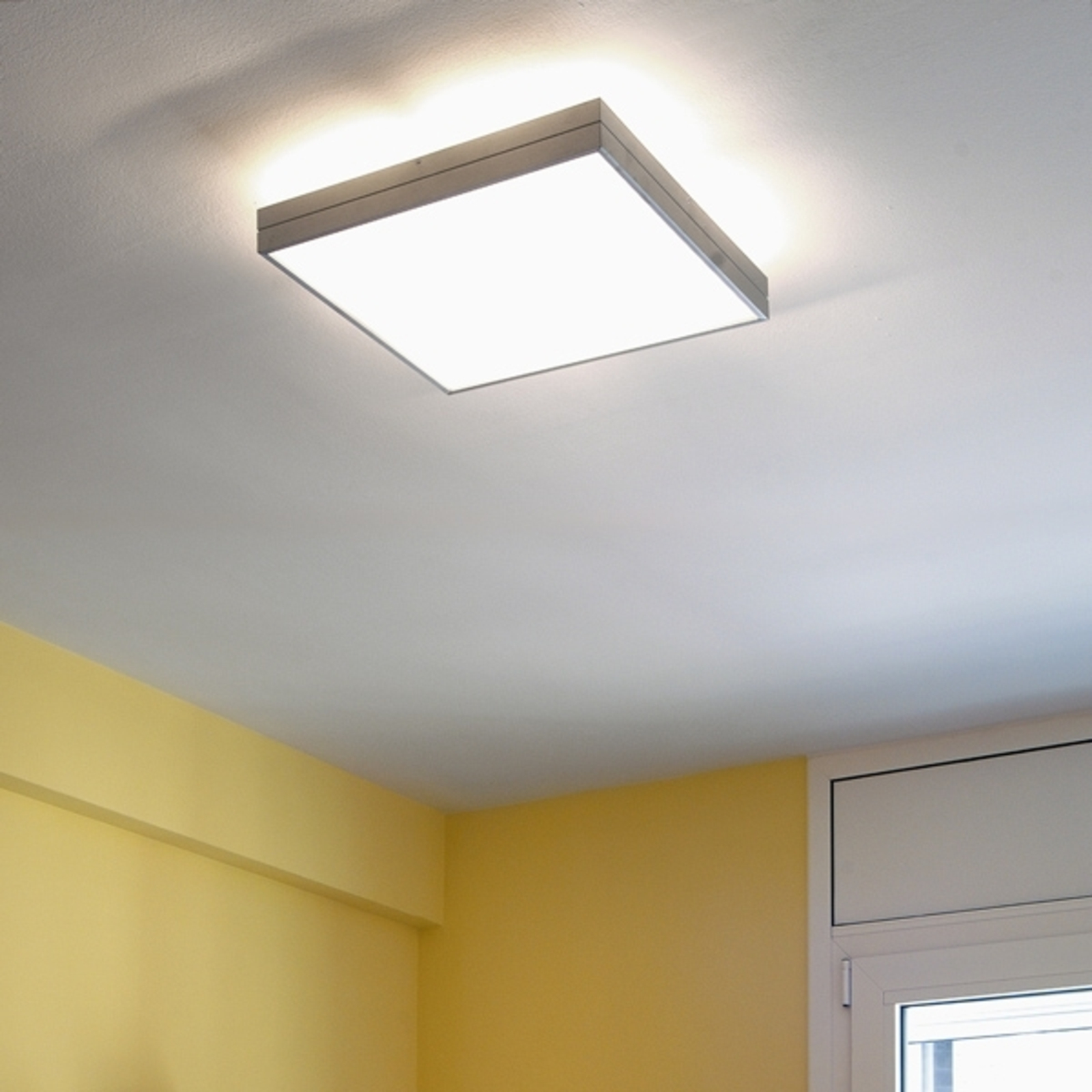 Milan Linea ceiling light with a puristic design 42 cm, for Living / Dining Room, metal, glass, R7s, 230 W, energy efficiency: A++, L: 42 cm, W: 42 cm, H: 7.4 cm