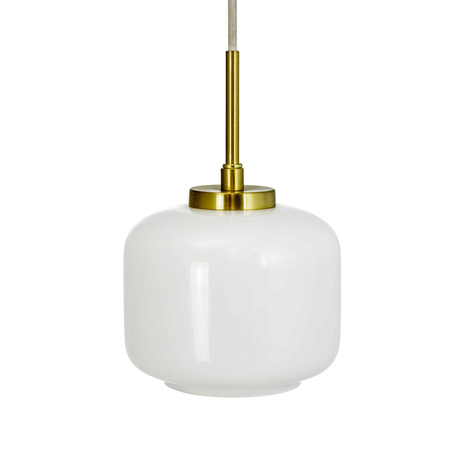 Dyberg Larsen hanging light Arp, brass-coloured, glass, Ø 15 cm