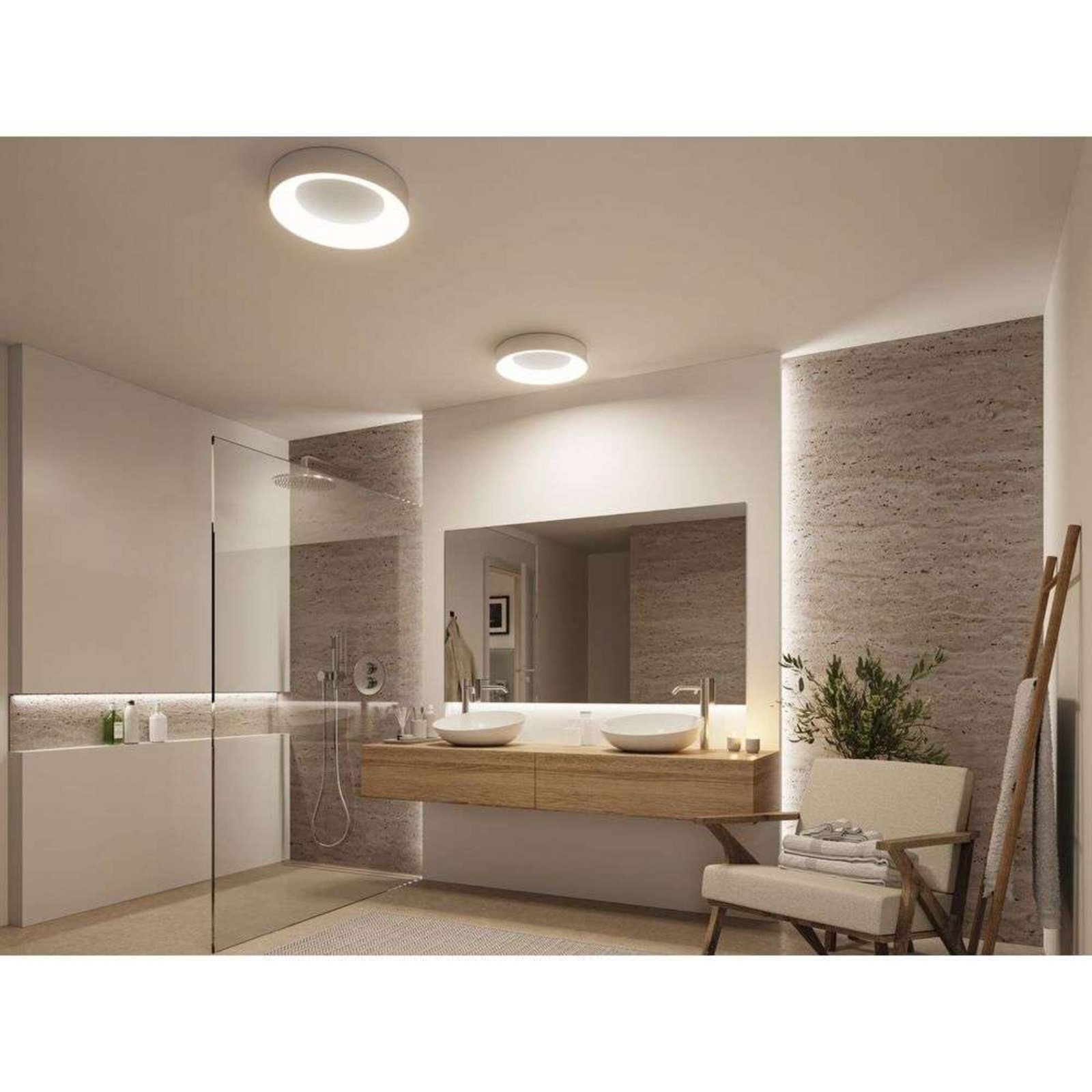 Casca LED Plafoniera IP44 2100lm Bianco/Matt Alluminio - Paulmann