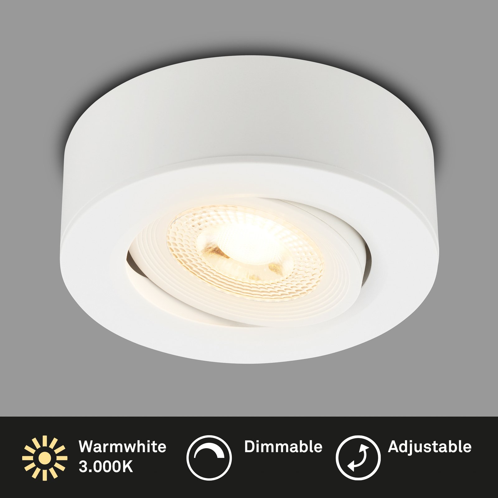 Εντοιχιζόμενο φωτιστικό LED Desi, λευκό, Ø9cm, dimmable, 3000K