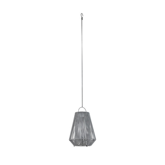 Lampa wisząca Austas LED z zasilaniem słonecznym, Ø 32 cm, szara, USB, IP54 –