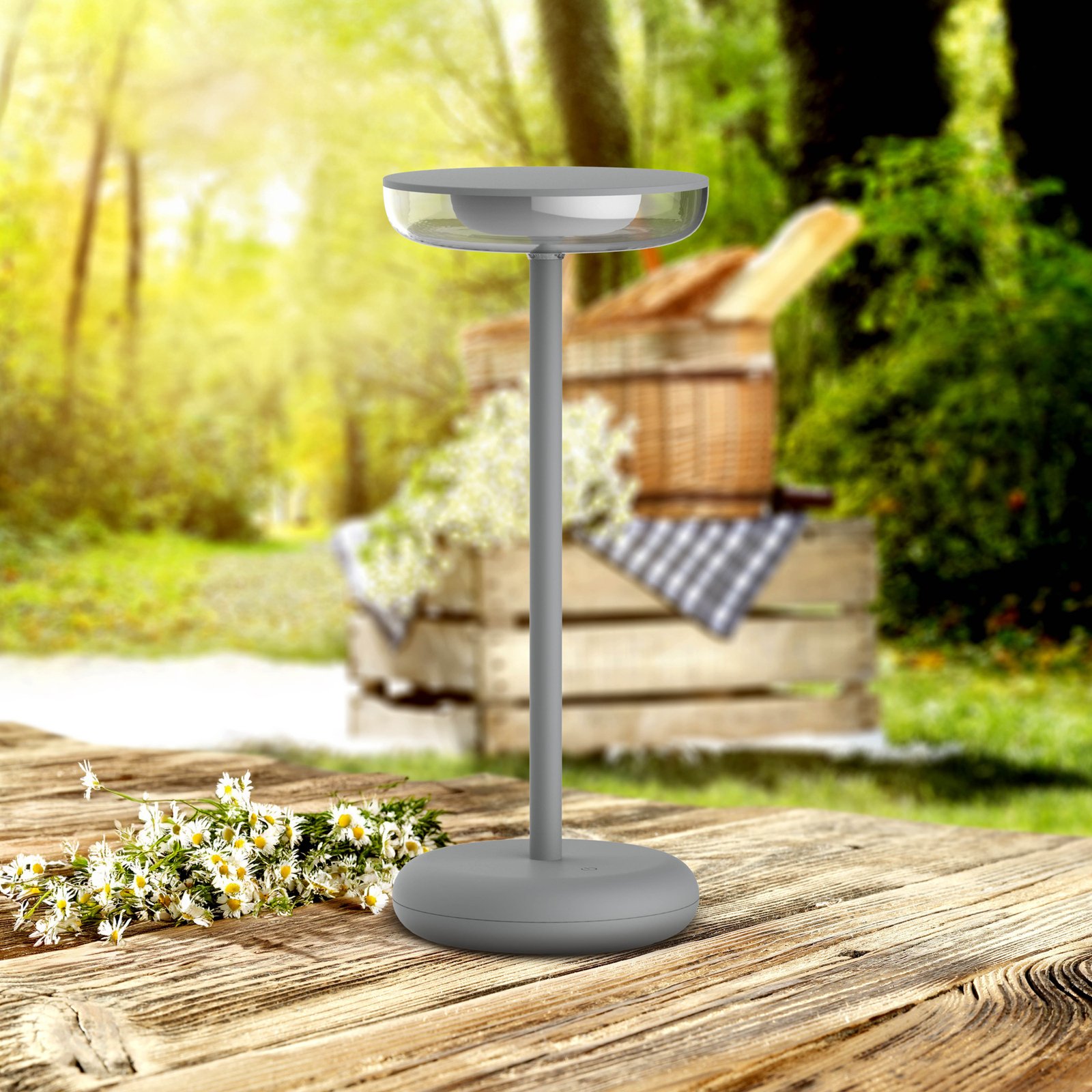 Luminaire de terrasse rechargeable LED Pasi, hauteur 26 cm métal Touch