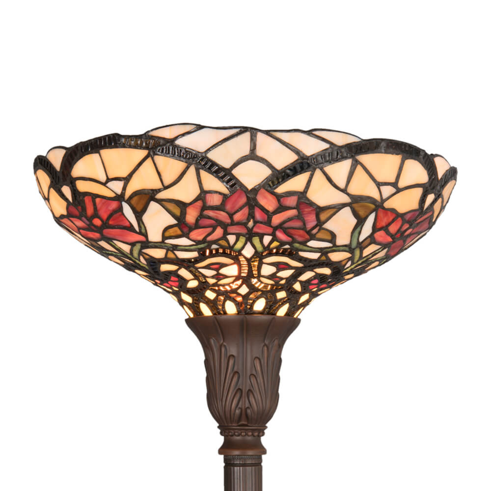 Voorjaarsachtige vloerlamp Kayla in Tiffany-stijl