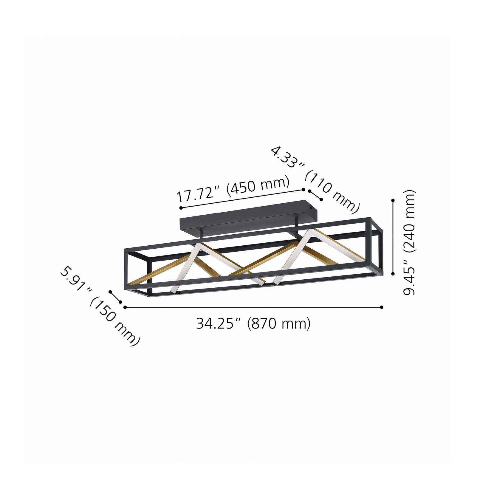LED stropna svjetiljka Stars of Light, Penela, crna/zlatna, 87 cm, CCT