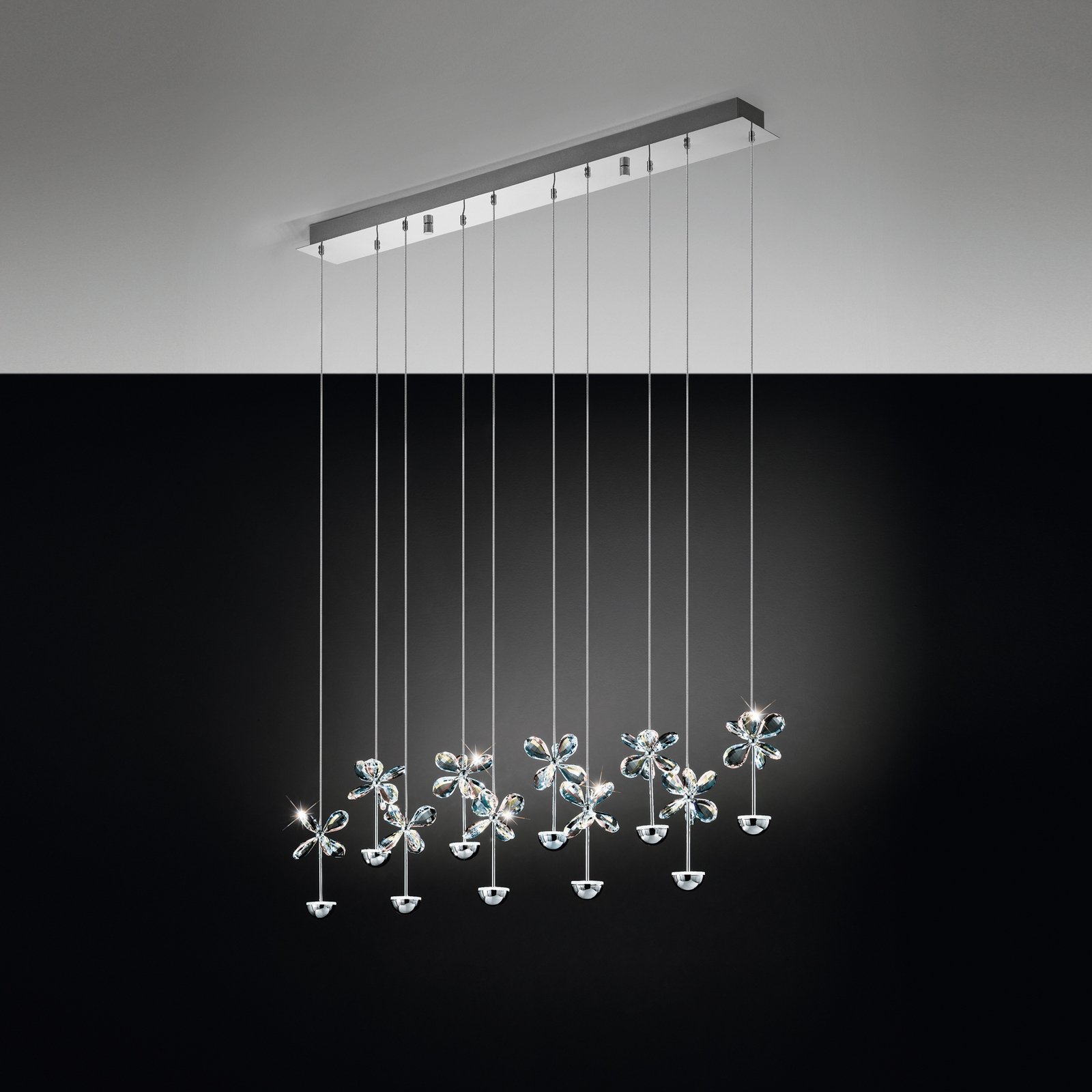 EGLO Stars Of Light LED pendant lamp Pianopoli, chrome, length 87 cm
