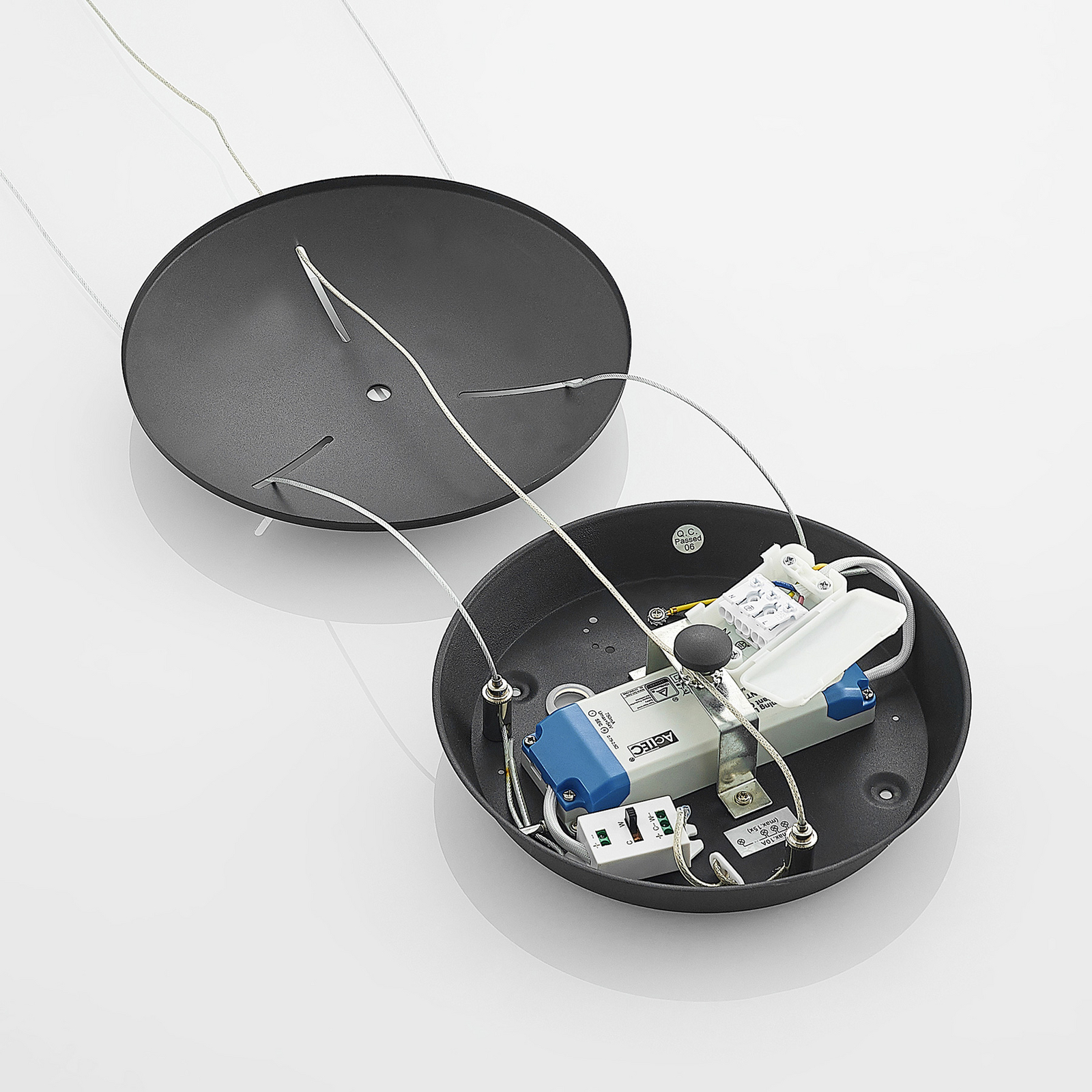 Aleksi LED viseća lampa, Ø45 cm, crna, metal, CCT - Arccio