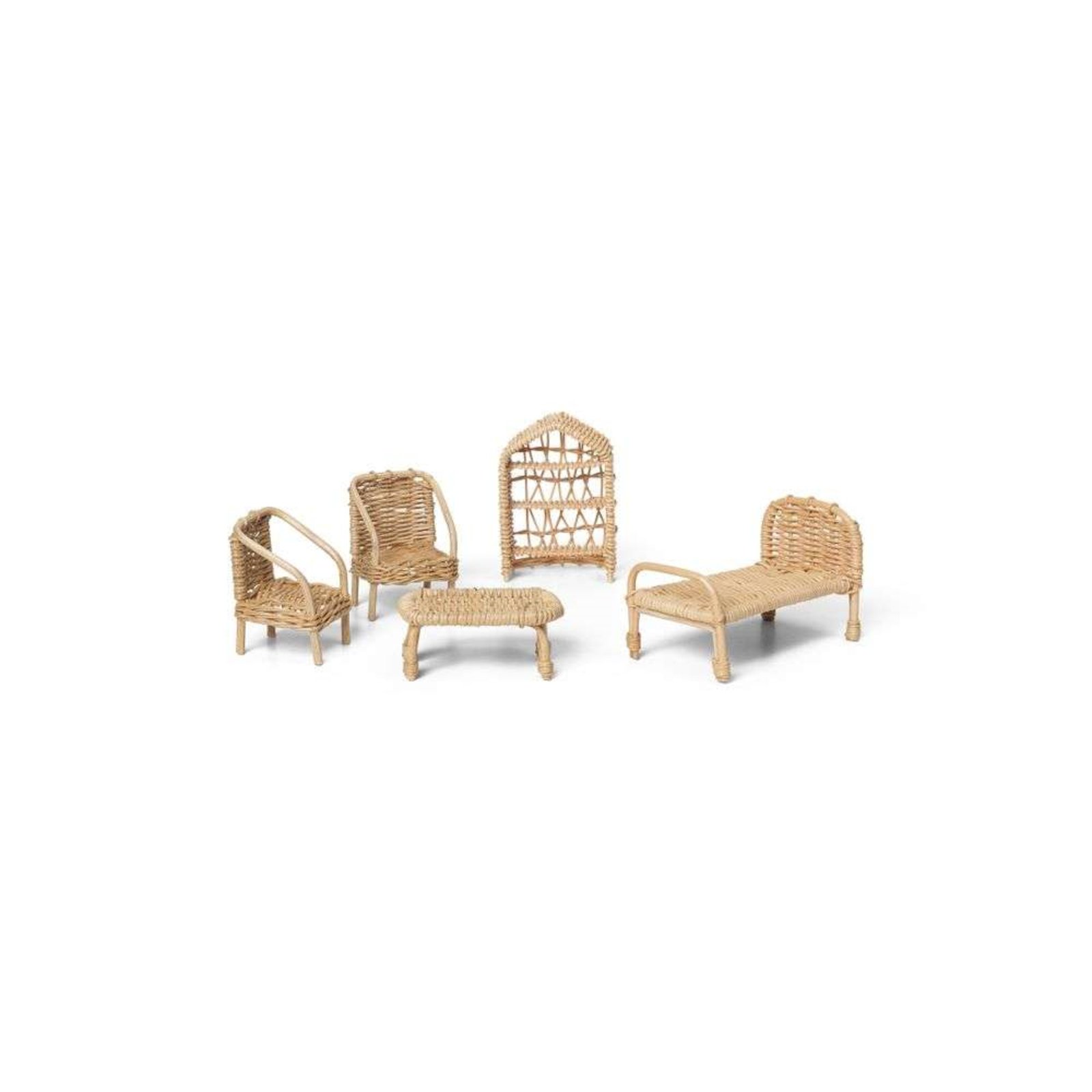 Rattan Dollhouse Furniture Set of 5 Natural - Ferm Living