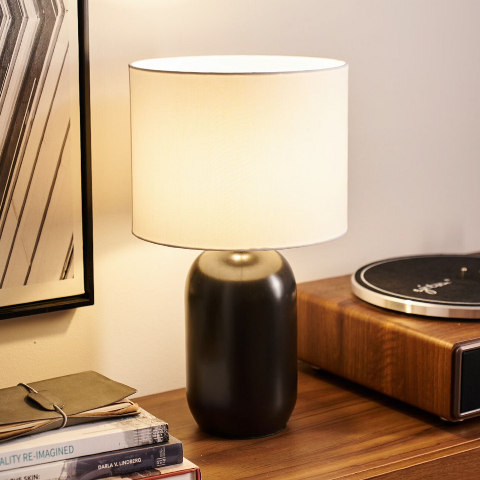 Pauleen tafellamp MYSTIC SHINE, wit/zwart, hoogte 30 cm