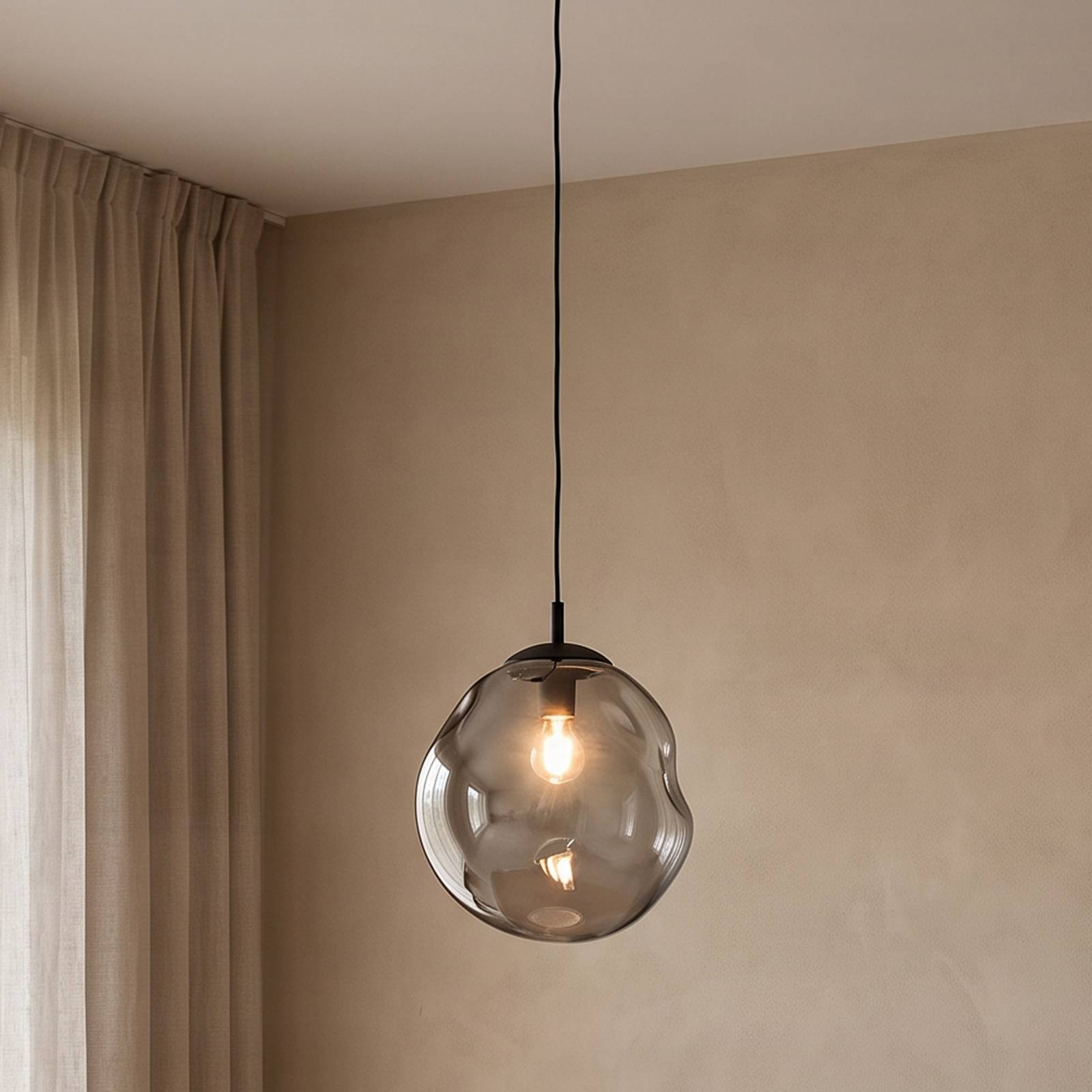 Lampa wisząca Sol, Ø 35 cm, czarny/dymny szary