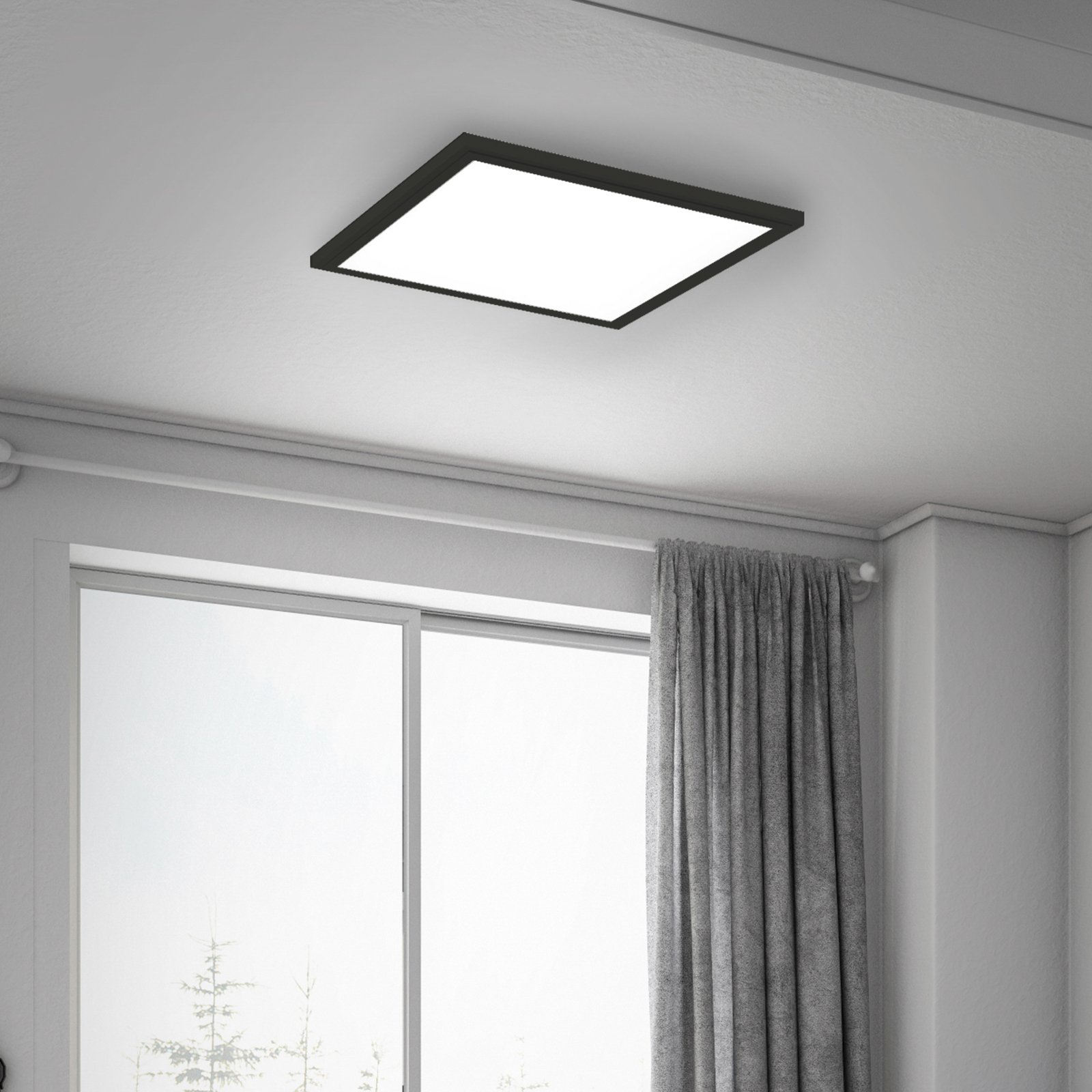 Panel LED Simple, czarny, ultra płaski, 30x30cm