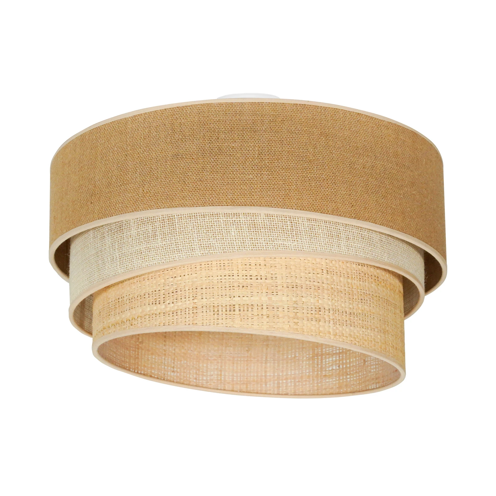 Euluna плафон Trio Jute, натурално кафяво/бяло/рафия Ø 60 cm