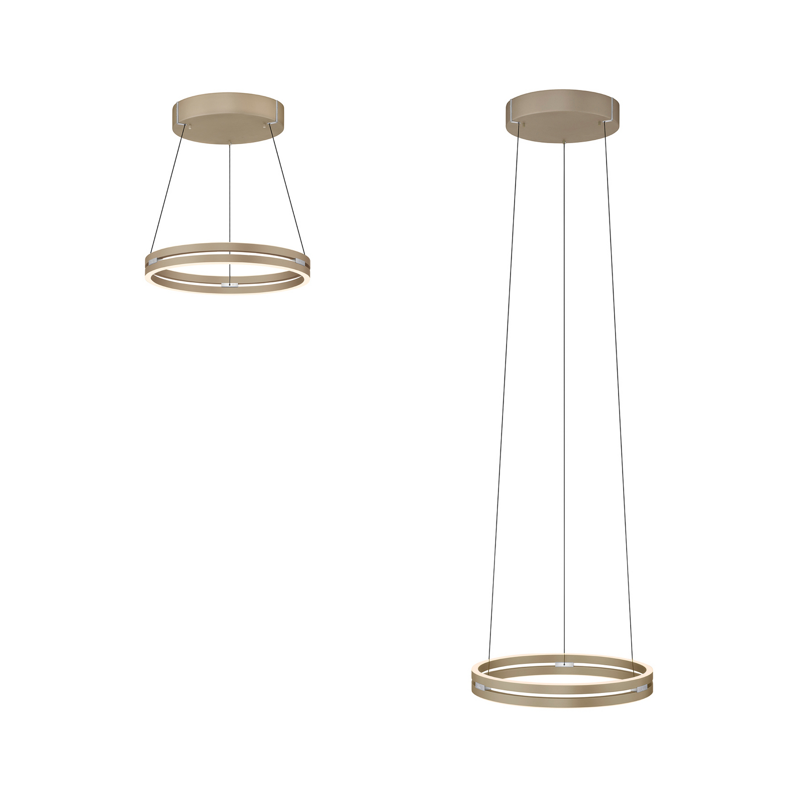 PURE LED-Hängeleuchte E-Loop, bronze, Ø 50 cm, Aluminium CCT