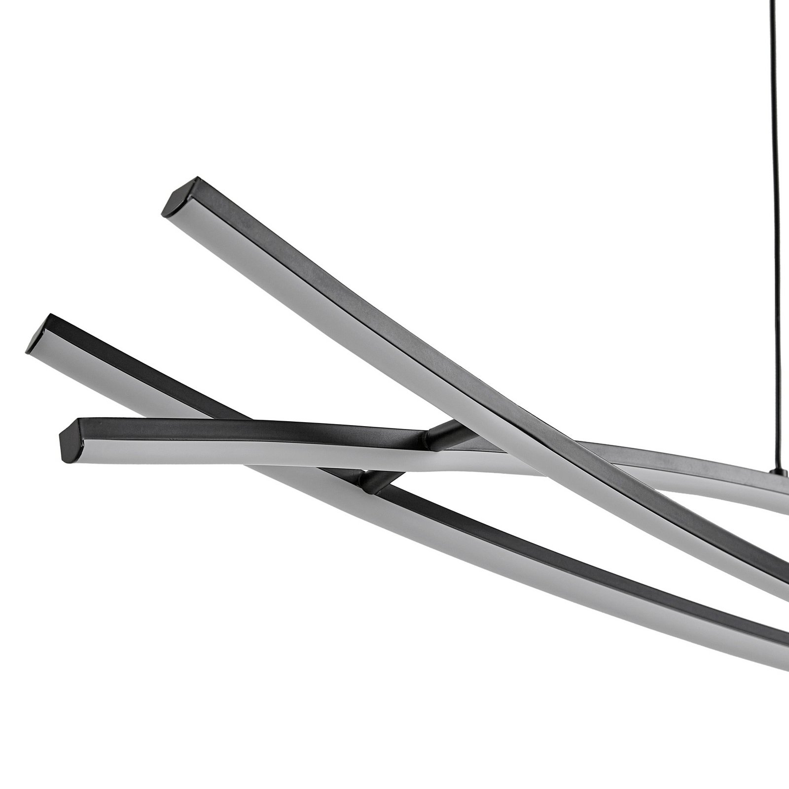 Suspension LED Lucande Sayori, 98 cm, noir, à intensité variable