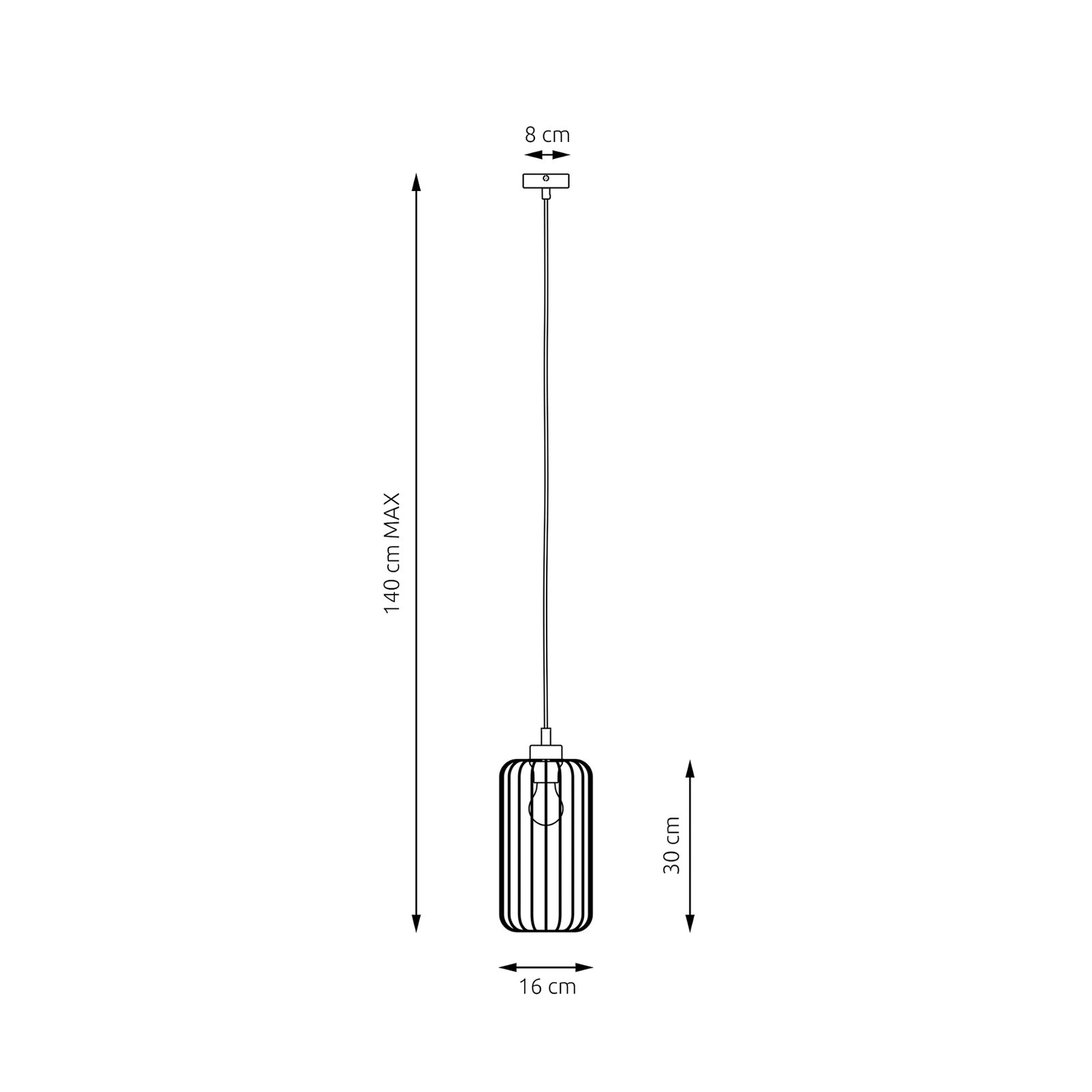 Vander hængelampe, Ø 16 cm, sort, metal, E27