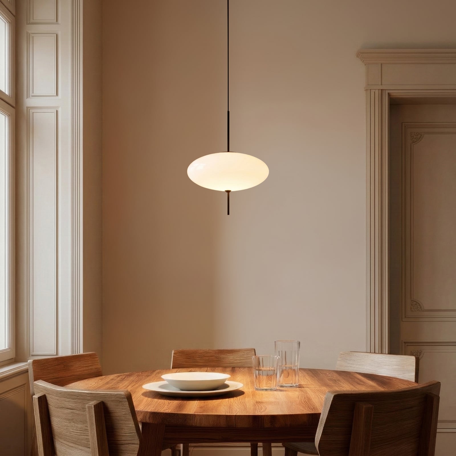 Suspension Hikari, blanche, Ø 30 cm, E14, verre - Lindby