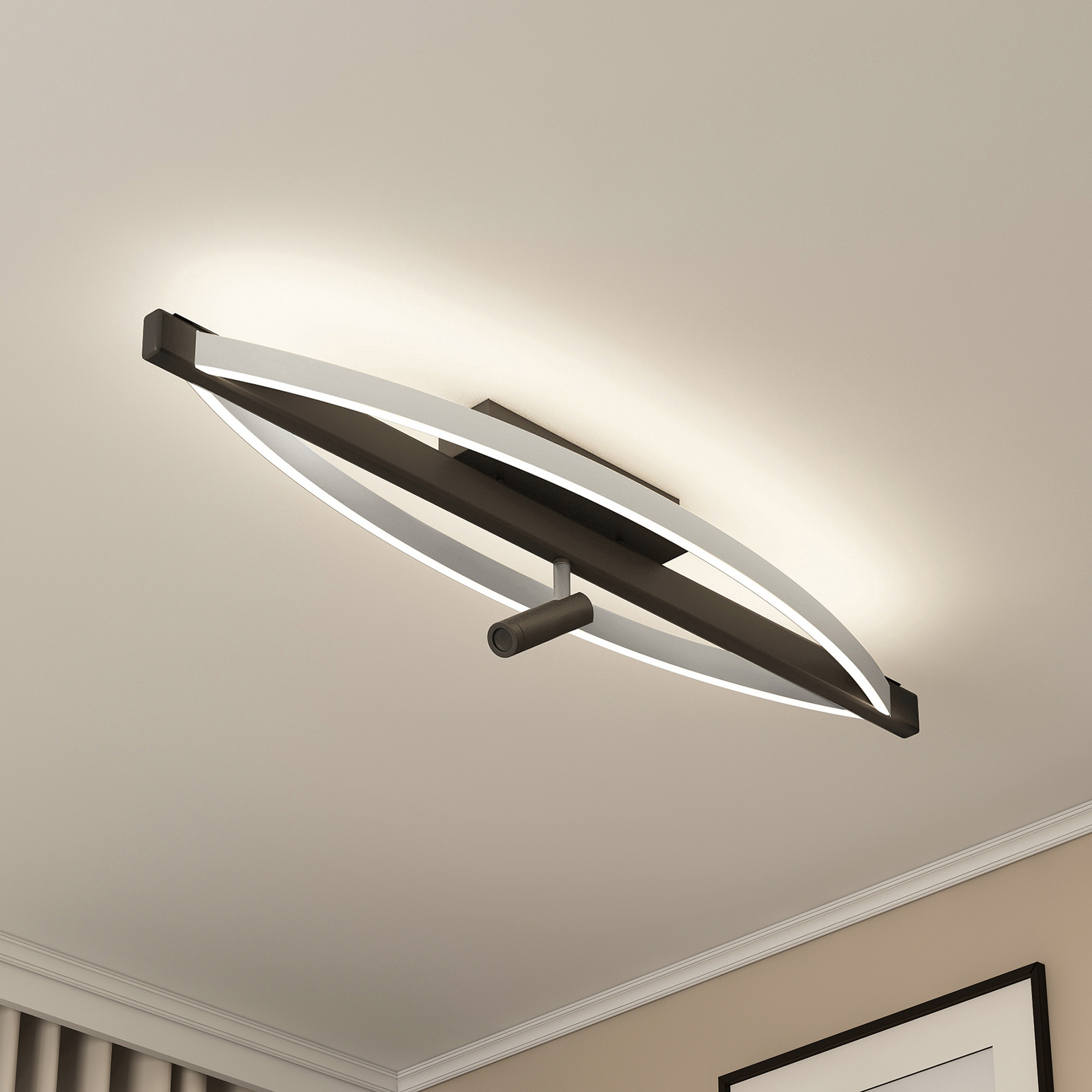 Lucande Matwei LED ceiling lamp, oval, nickel
