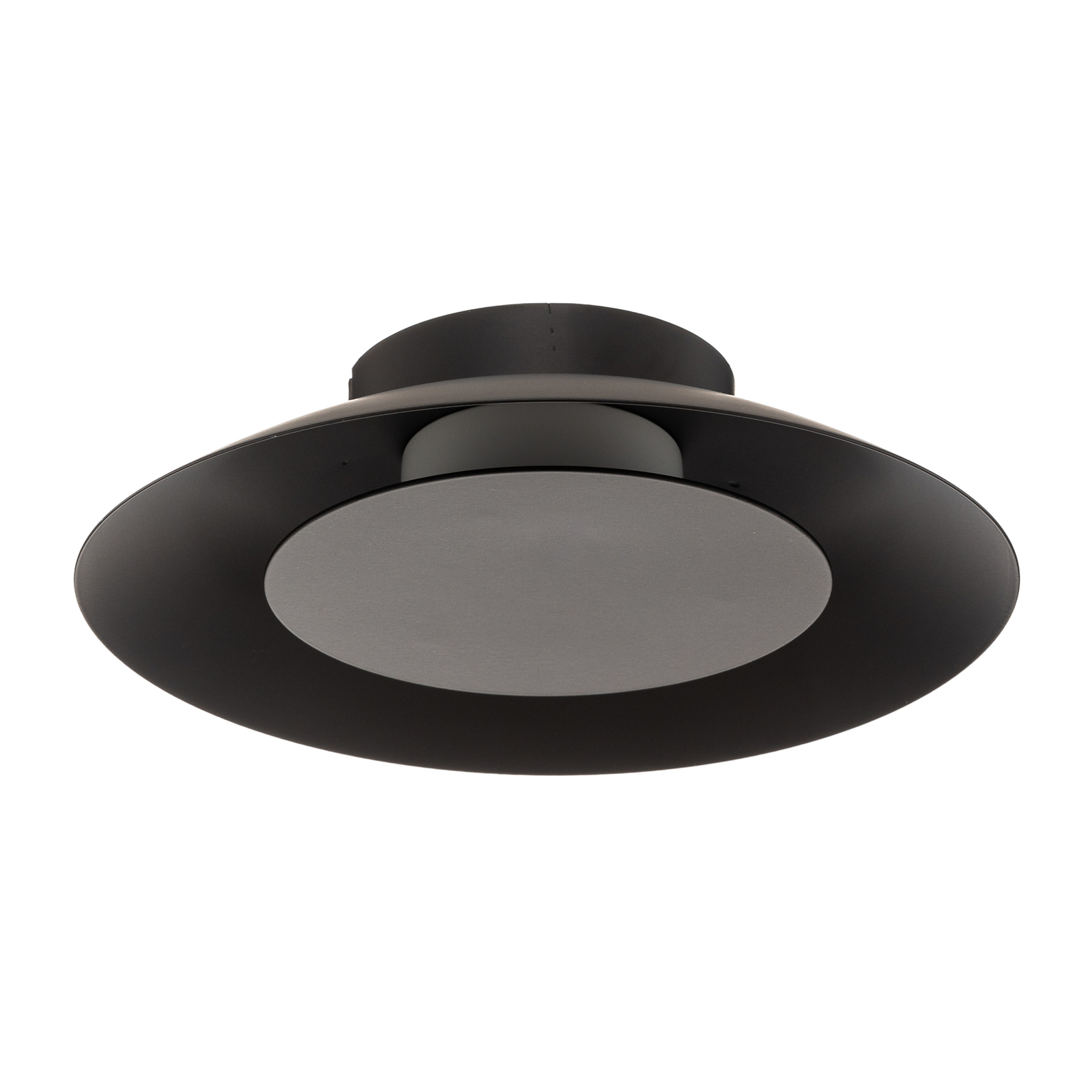 Plafonnier LED Foskal en noir, Ø 21,5 cm