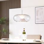 Lucande LED pendant light Orasa, glass, white/clear, Ø 43 cm