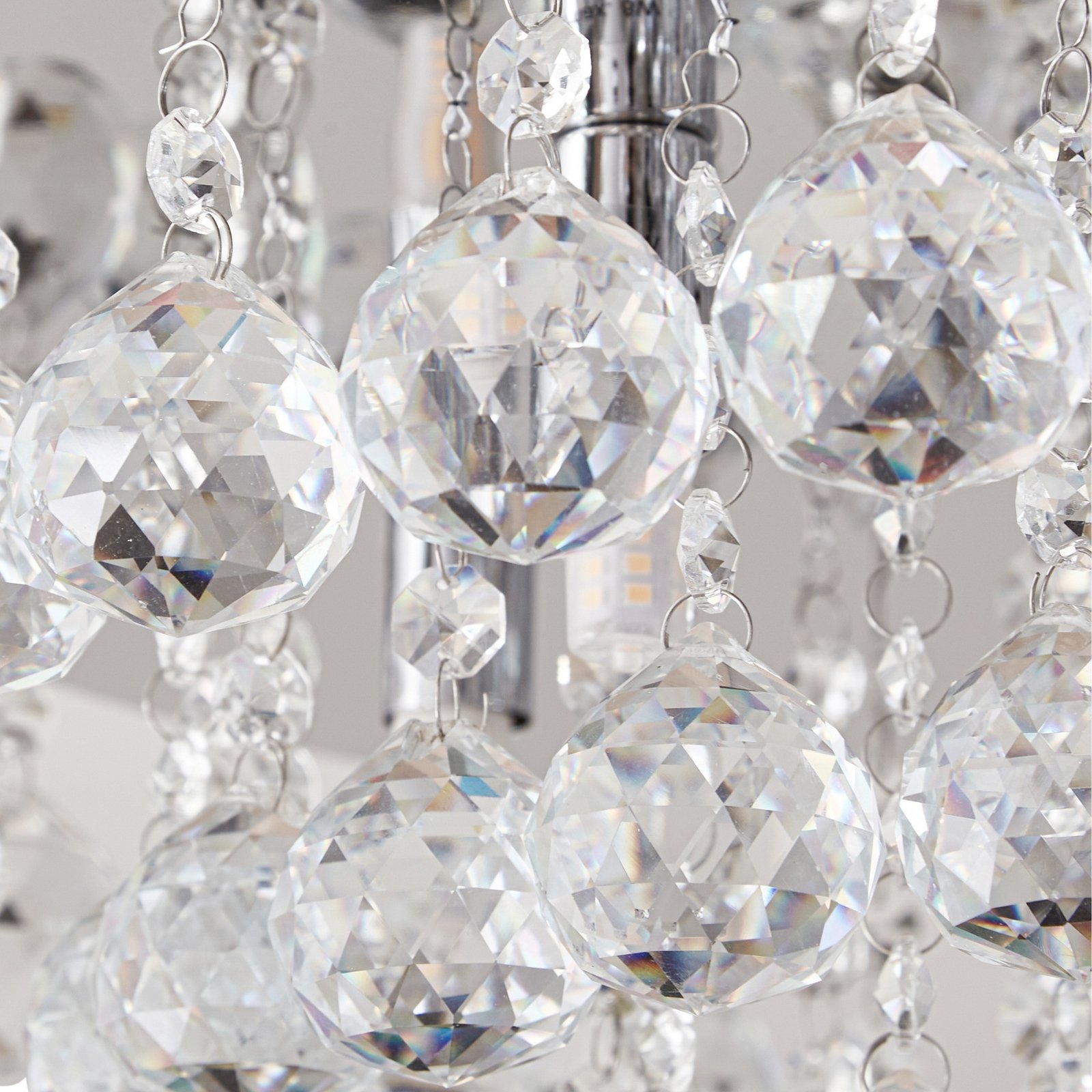 Lindby mennyezeti lámpa Antonino, 8-as lámpa, króm, kristály, 55cm