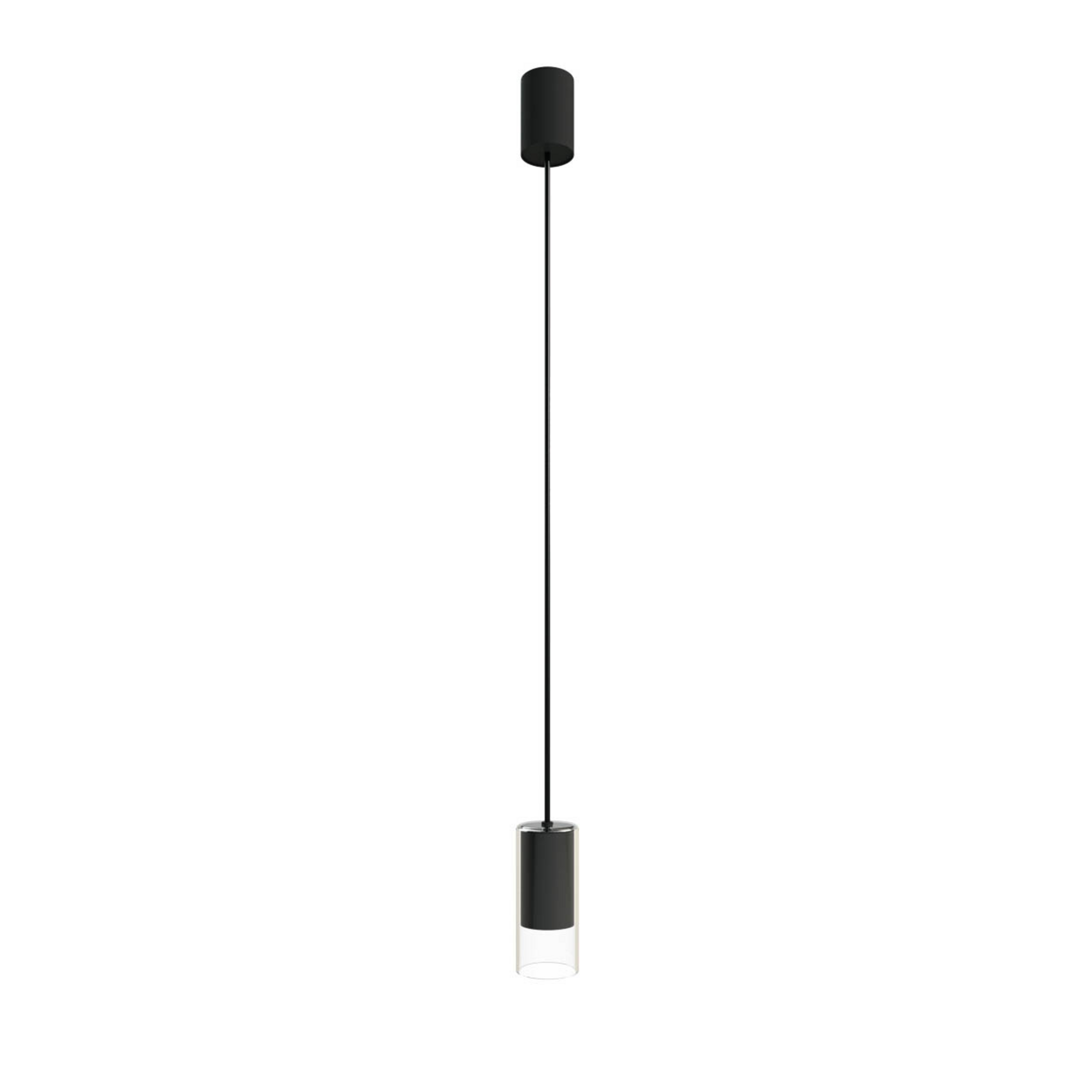 Hängeleuchte Cylinder, klar/schwarz, Höhe 15 cm