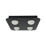 Lindby Deckenleuchte Jyla, schwarz, 3.000 K, 4-flg., Linse