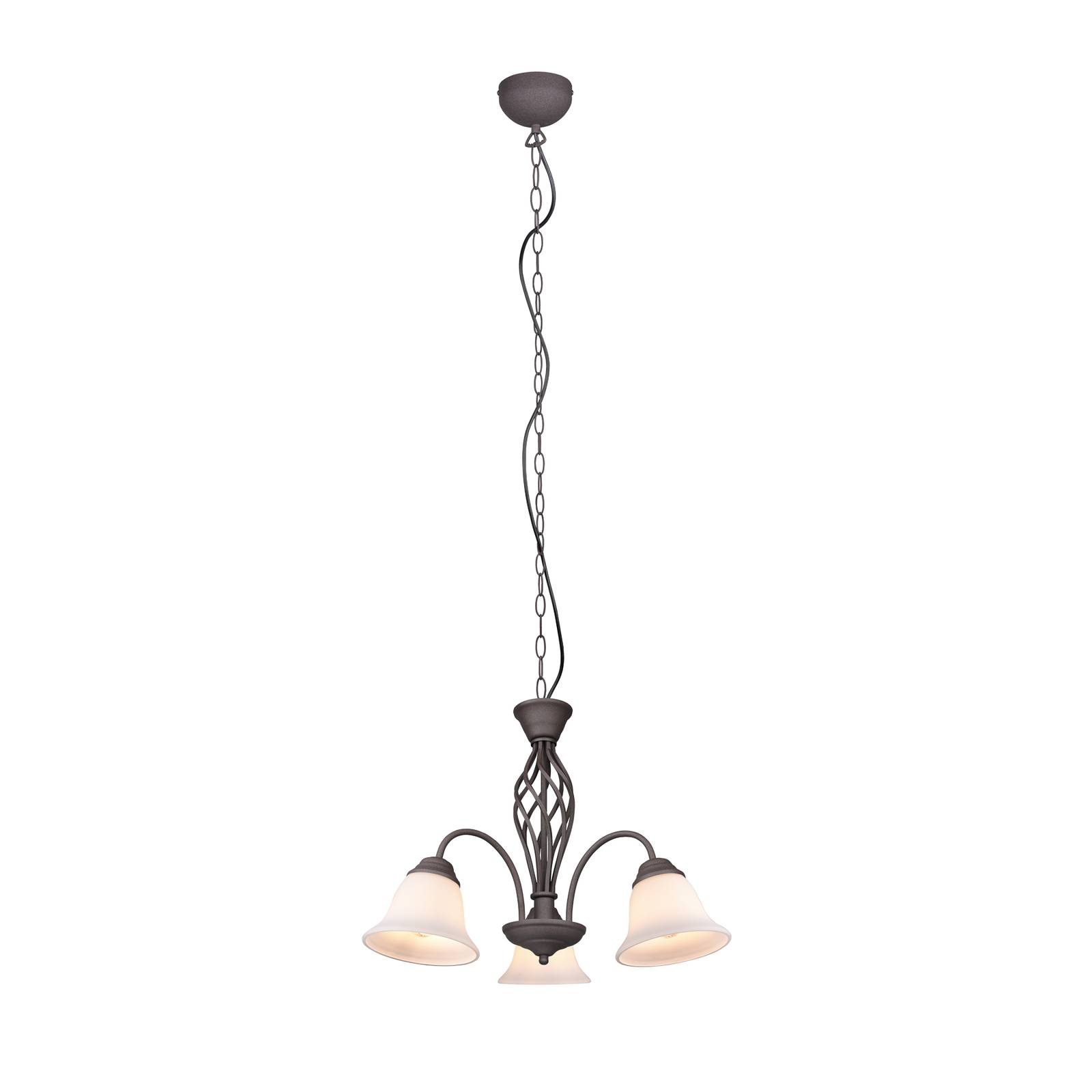 Suspension Rustica couleur rouille trois lampes