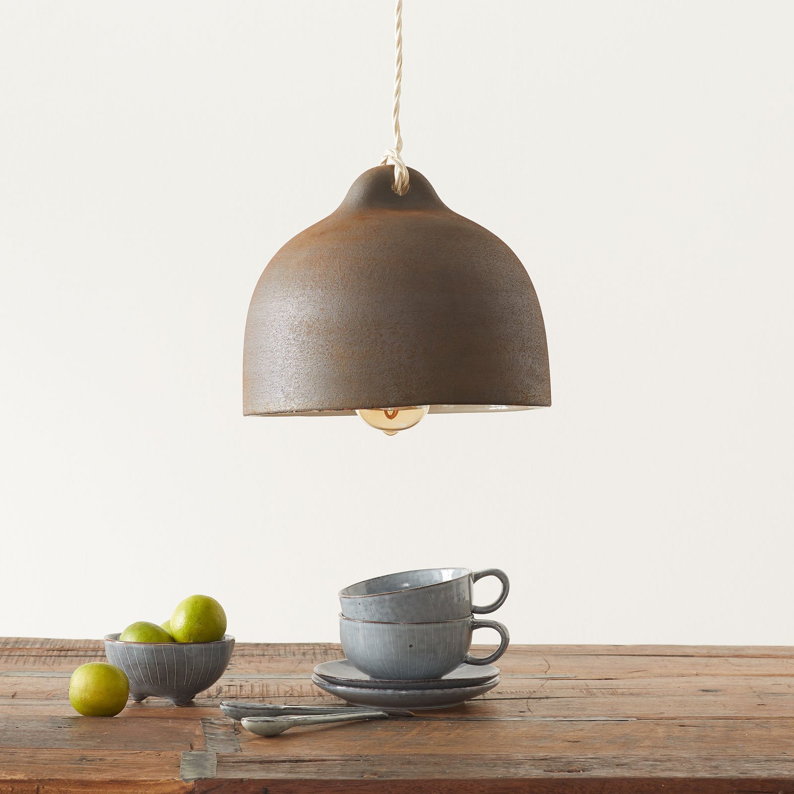 Eurokeramic S1876 ceramic hanging light, corten, for Living / Dining Room, ceramic, E27, 60 W, energy efficiency: A++, H: 22 cm