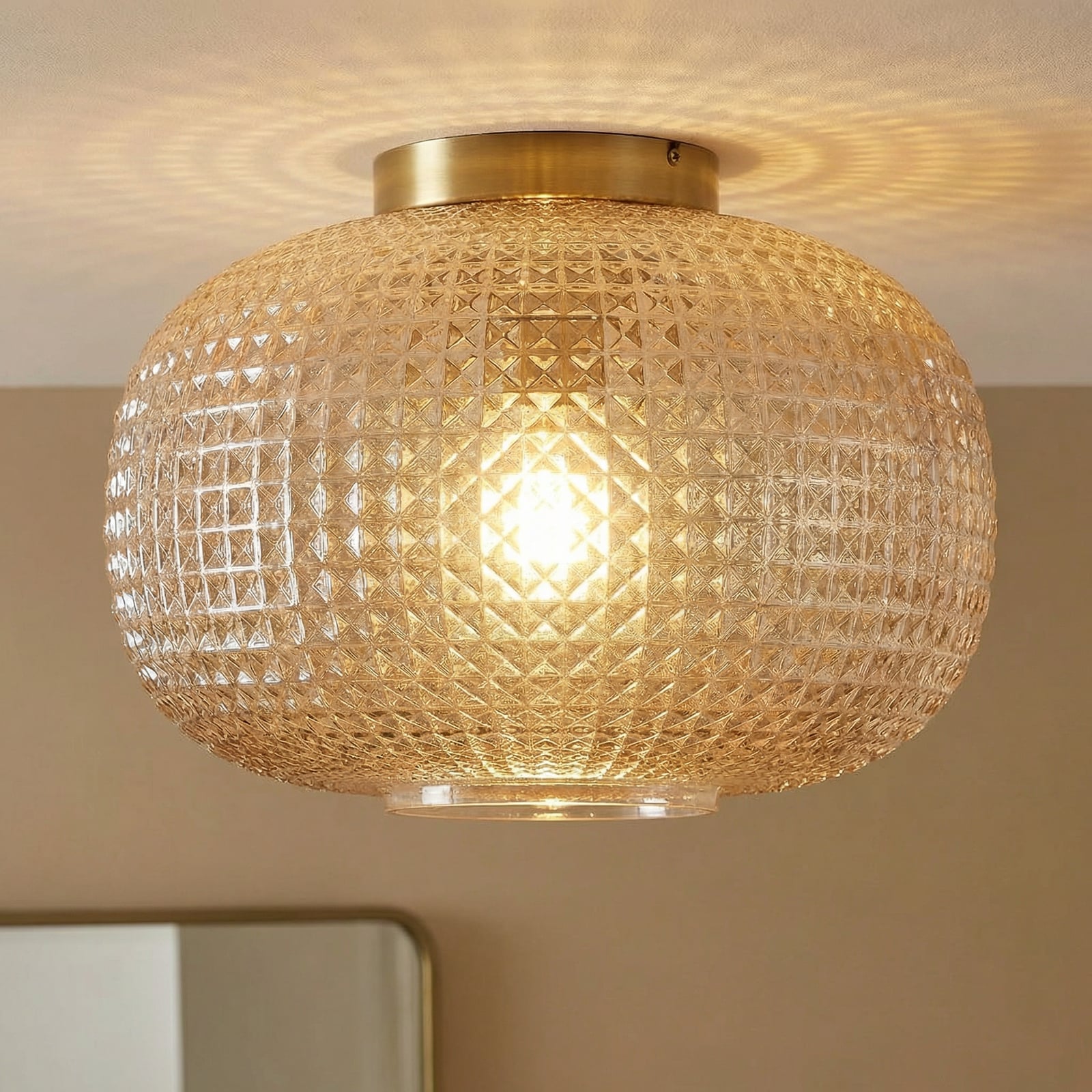 Hildur Deckenleuchte Ø 25 cm amber Glas - Lindby