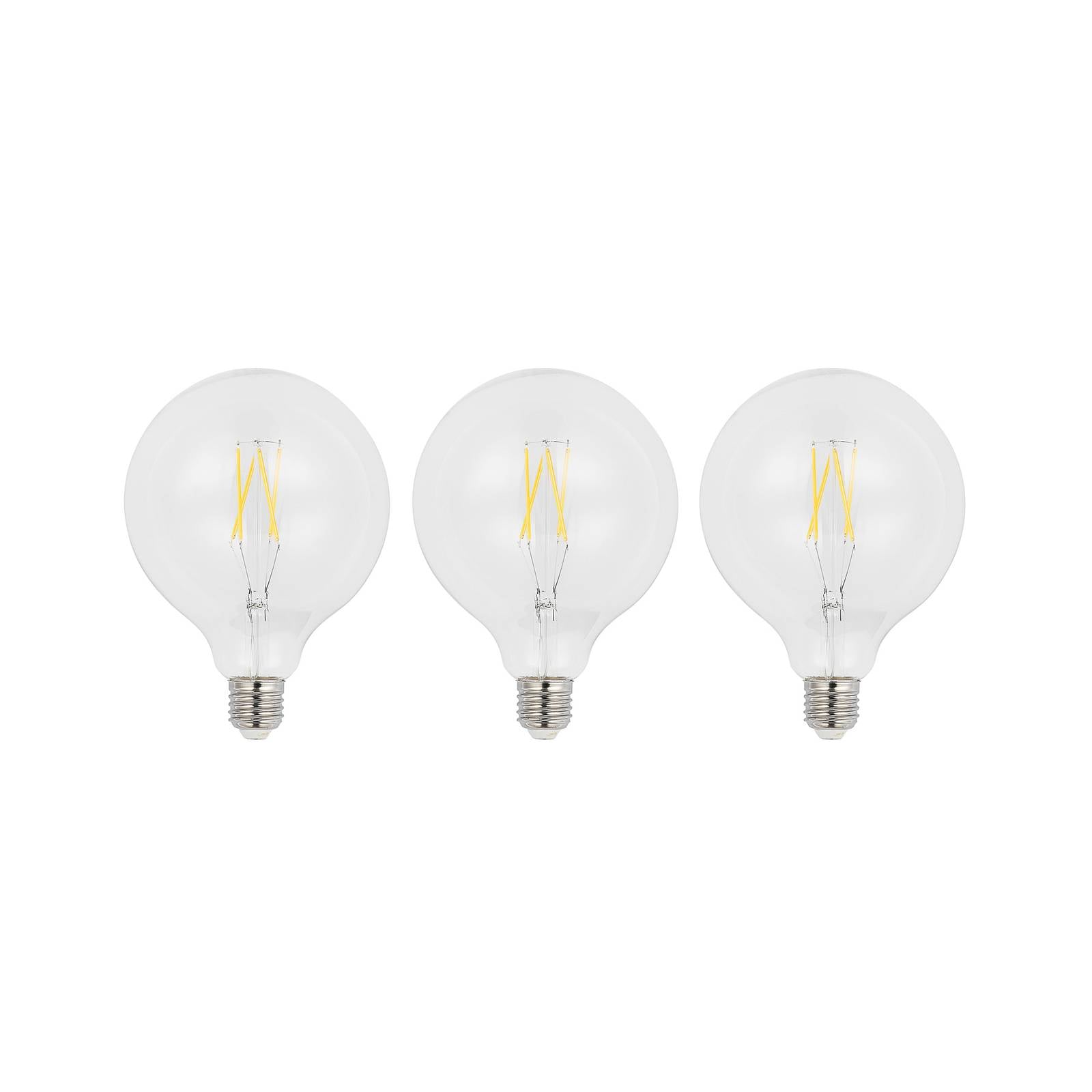 LED-Filament E27 6W 2.700K G125 Globe klar 3er-Set