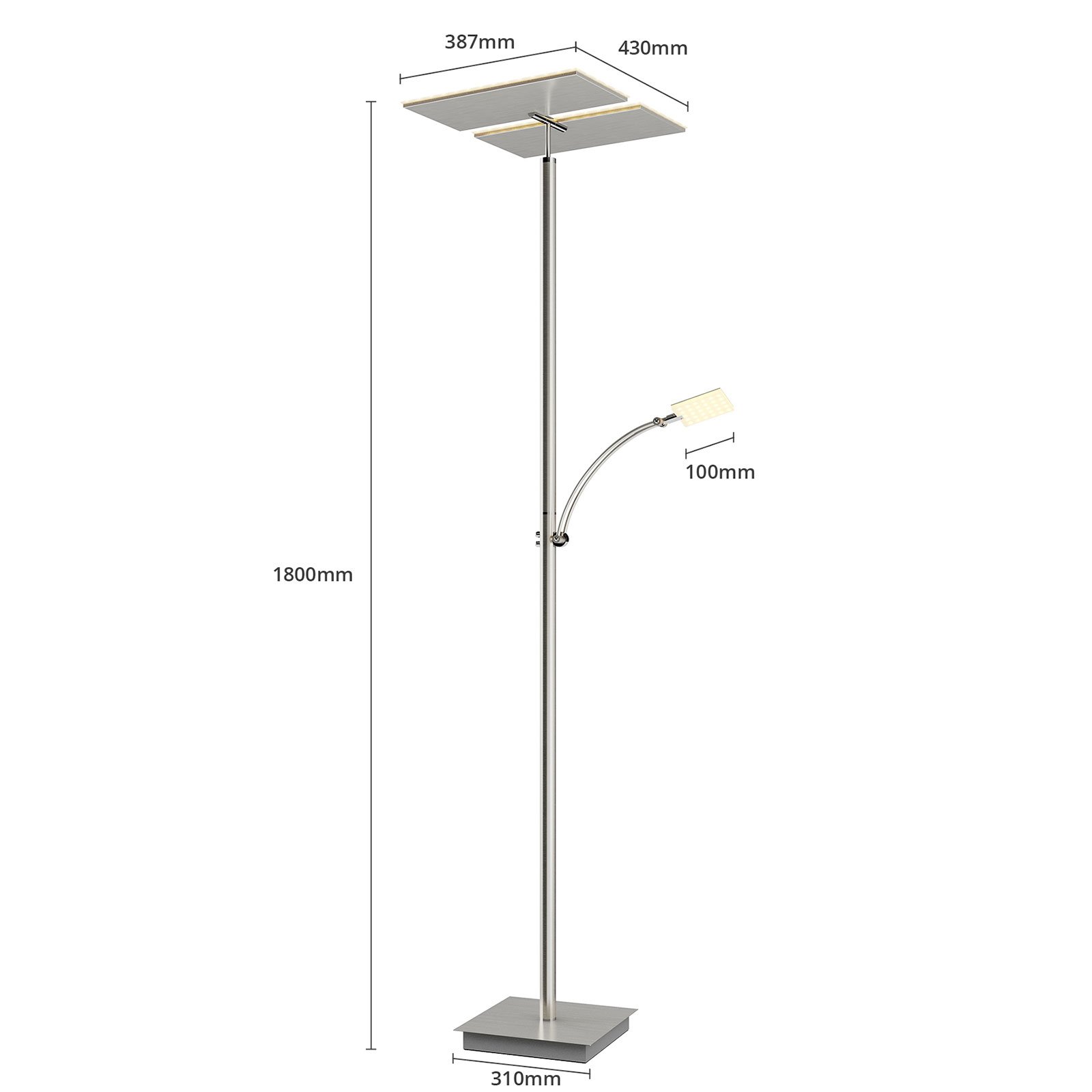 Parthena LED Candeeiro de Pé Nickel - Lucande
