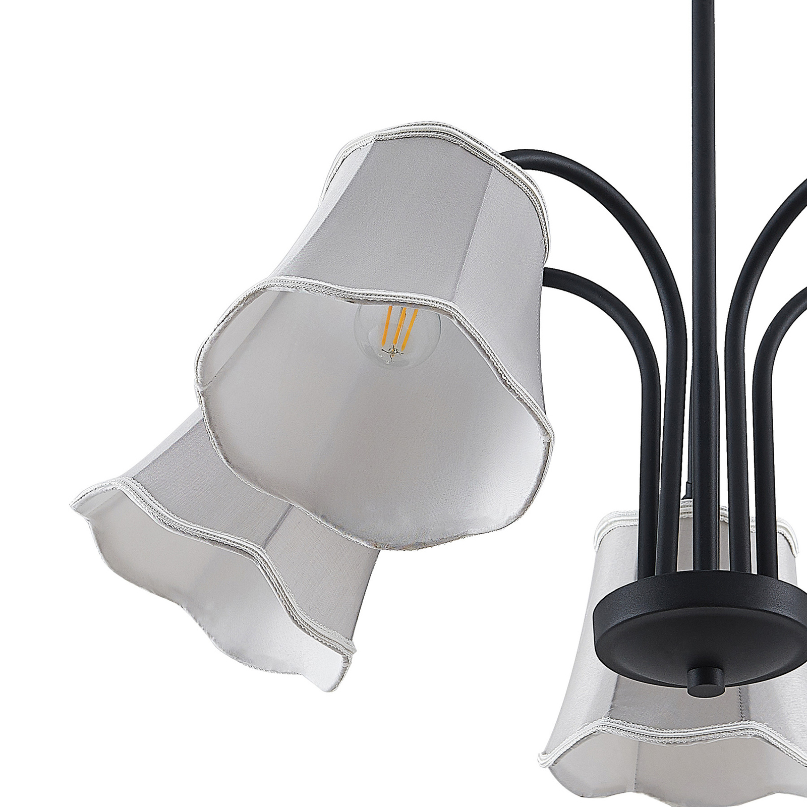 Lucande Binta hanging lamp, five-bulb, silver grey