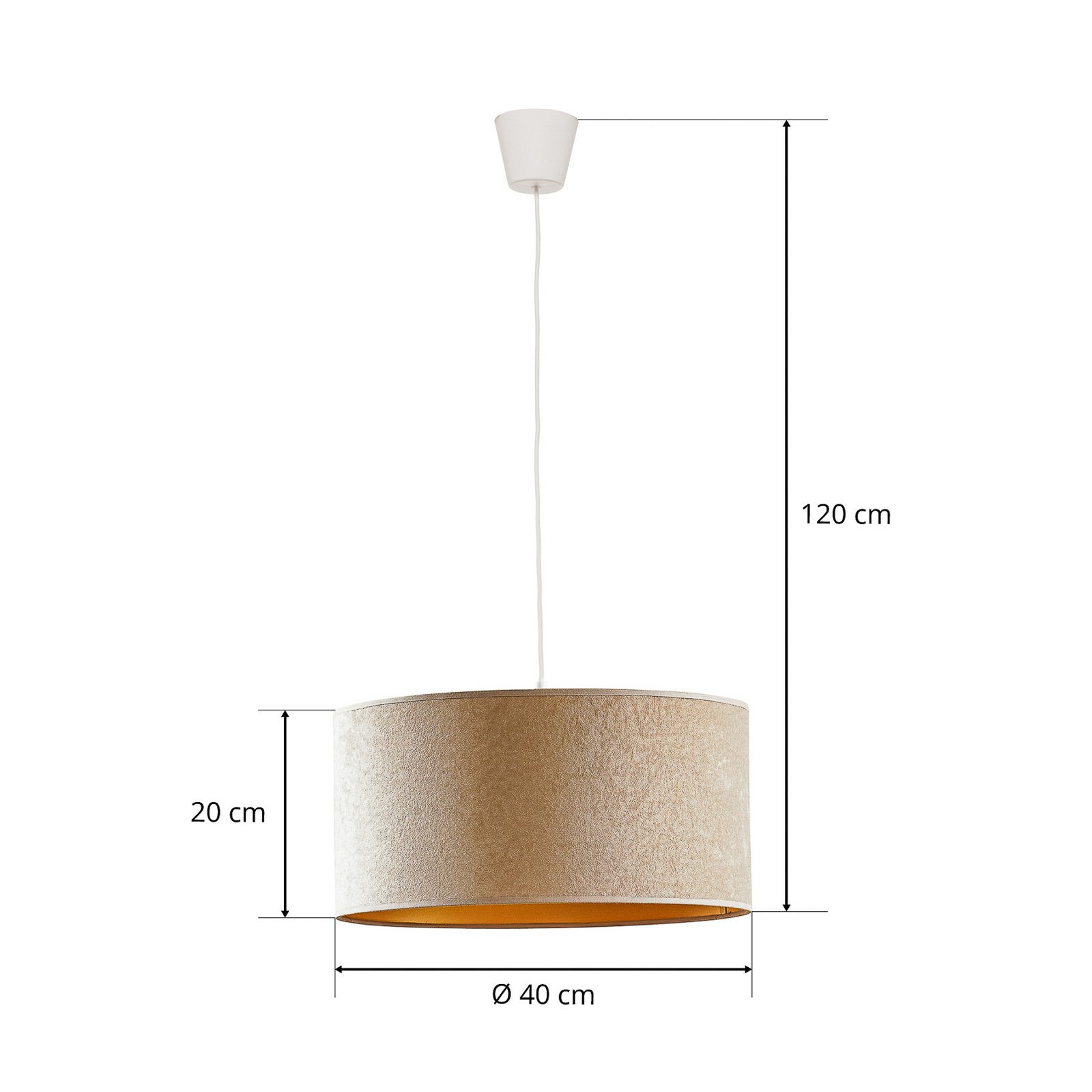 Hanglamp Roller, beige/goud