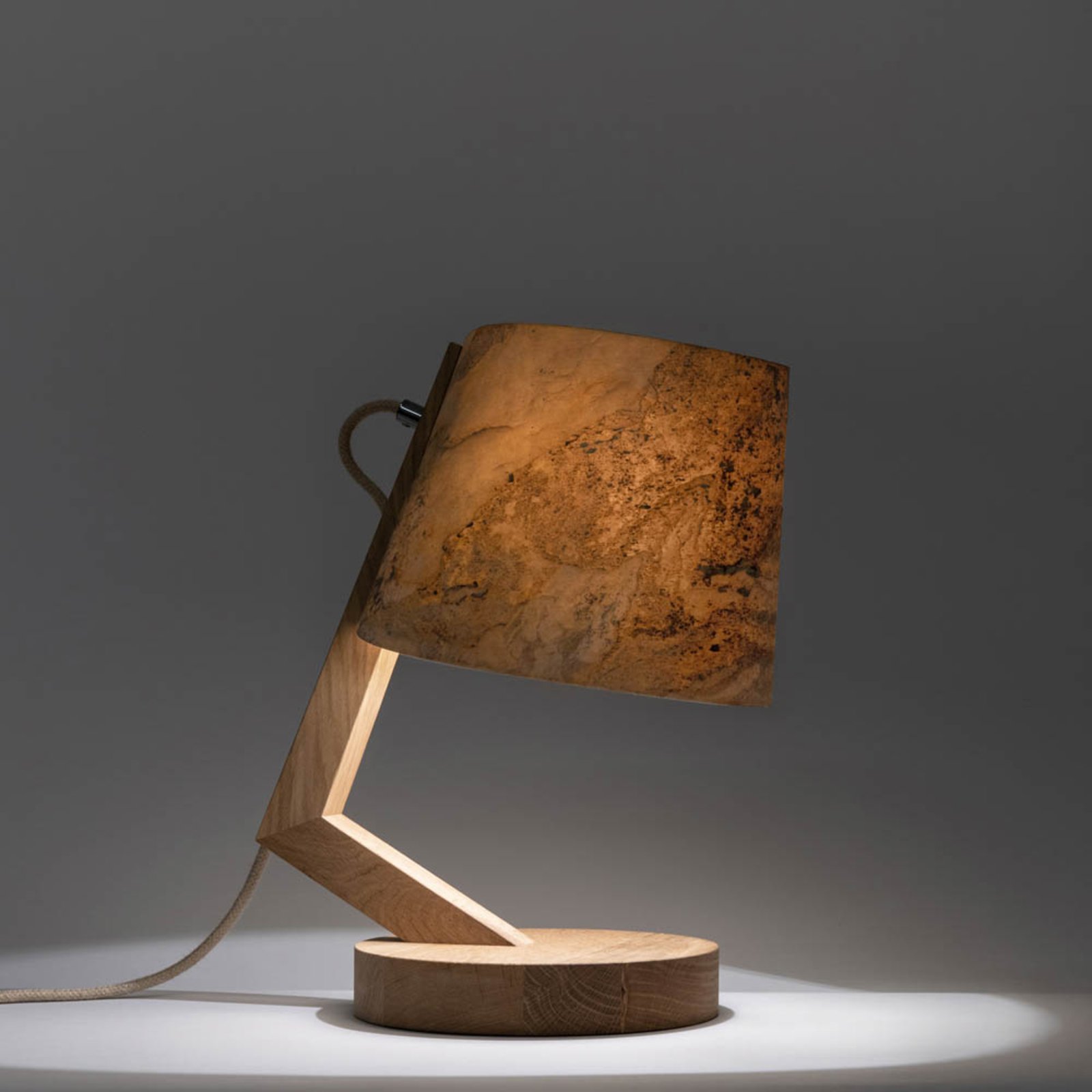 ALMUT 1411 stolná lampa, valcovitá Ø 23 cm kameň