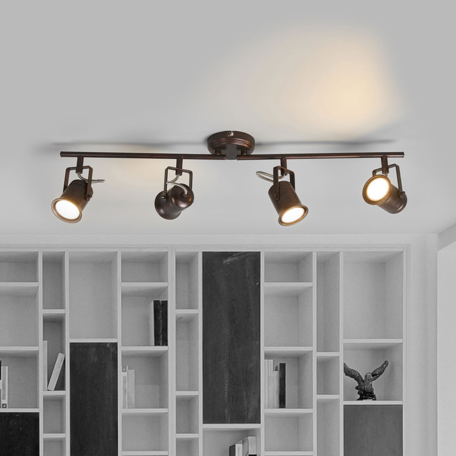 4-lamps plafondlamp, rustieke stijl