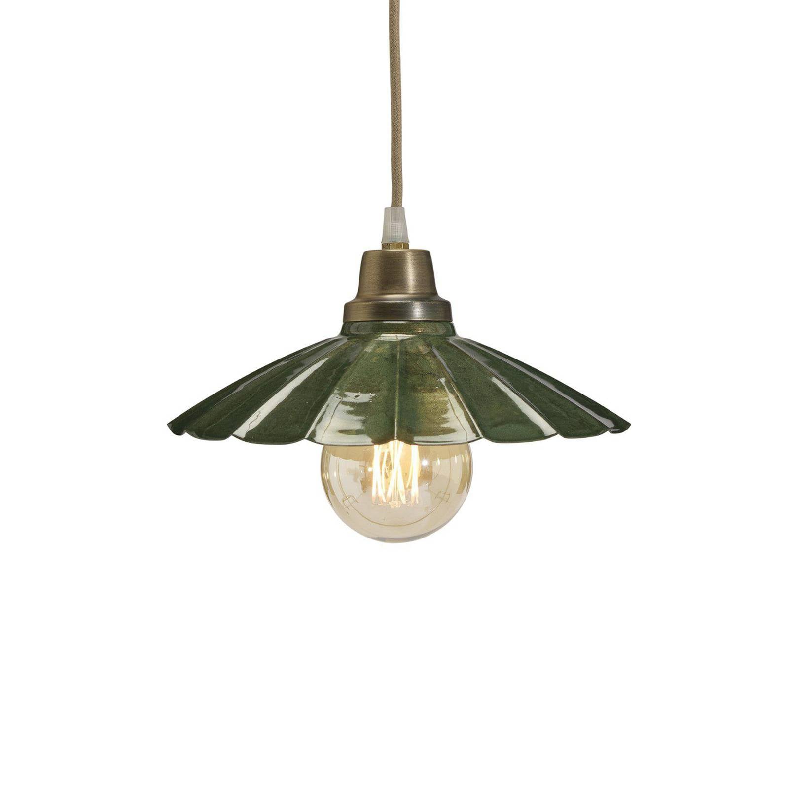 PR Home Hängeleuchte Ester grün Ø 24 cm Eisen Stecker