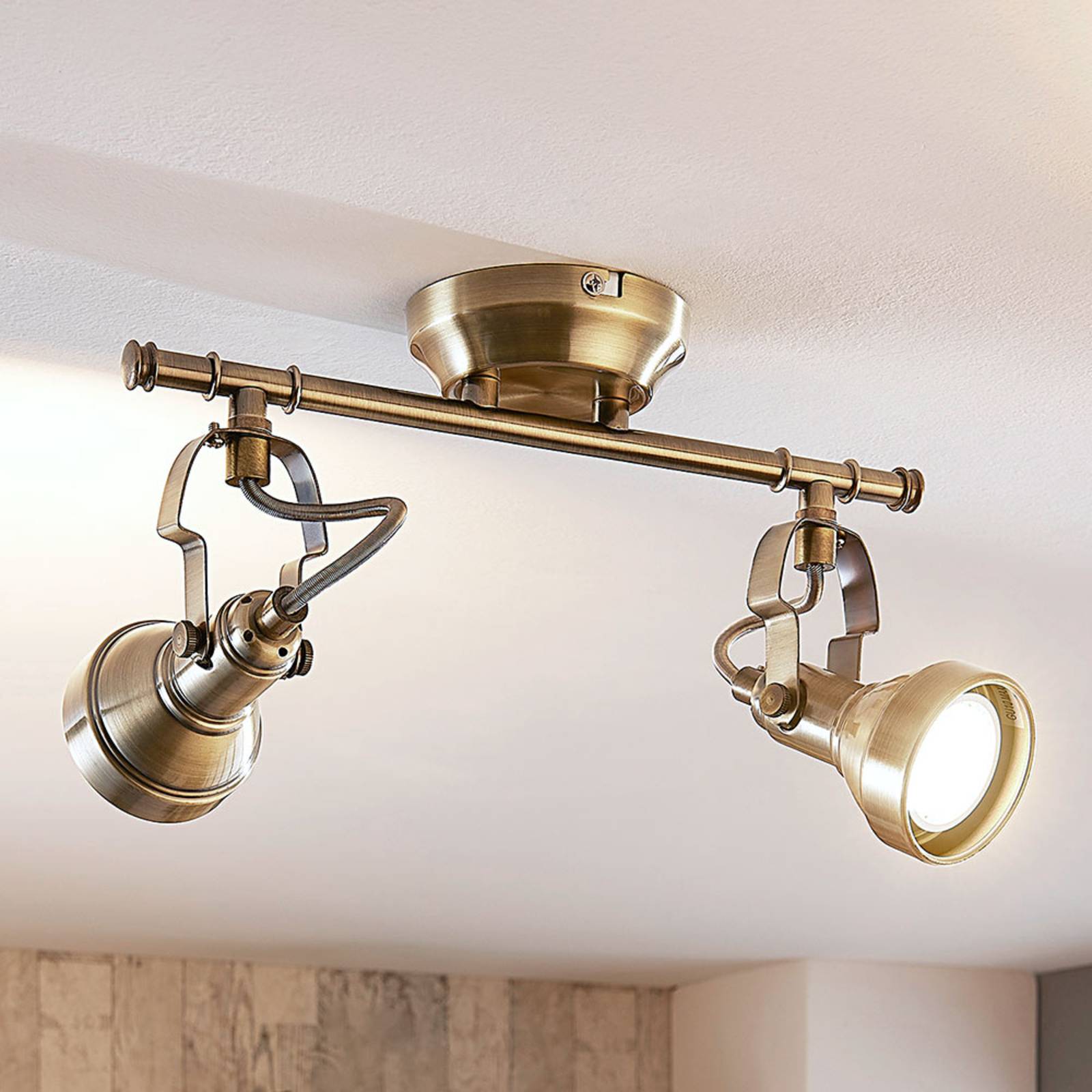 Lindby 2-bulb Perseas LED ceiling light, GU10, for Living / Dining Room, Metal, GU10, 5 W, L: 31 cm, W: 9.7 cm, H: 15 cm