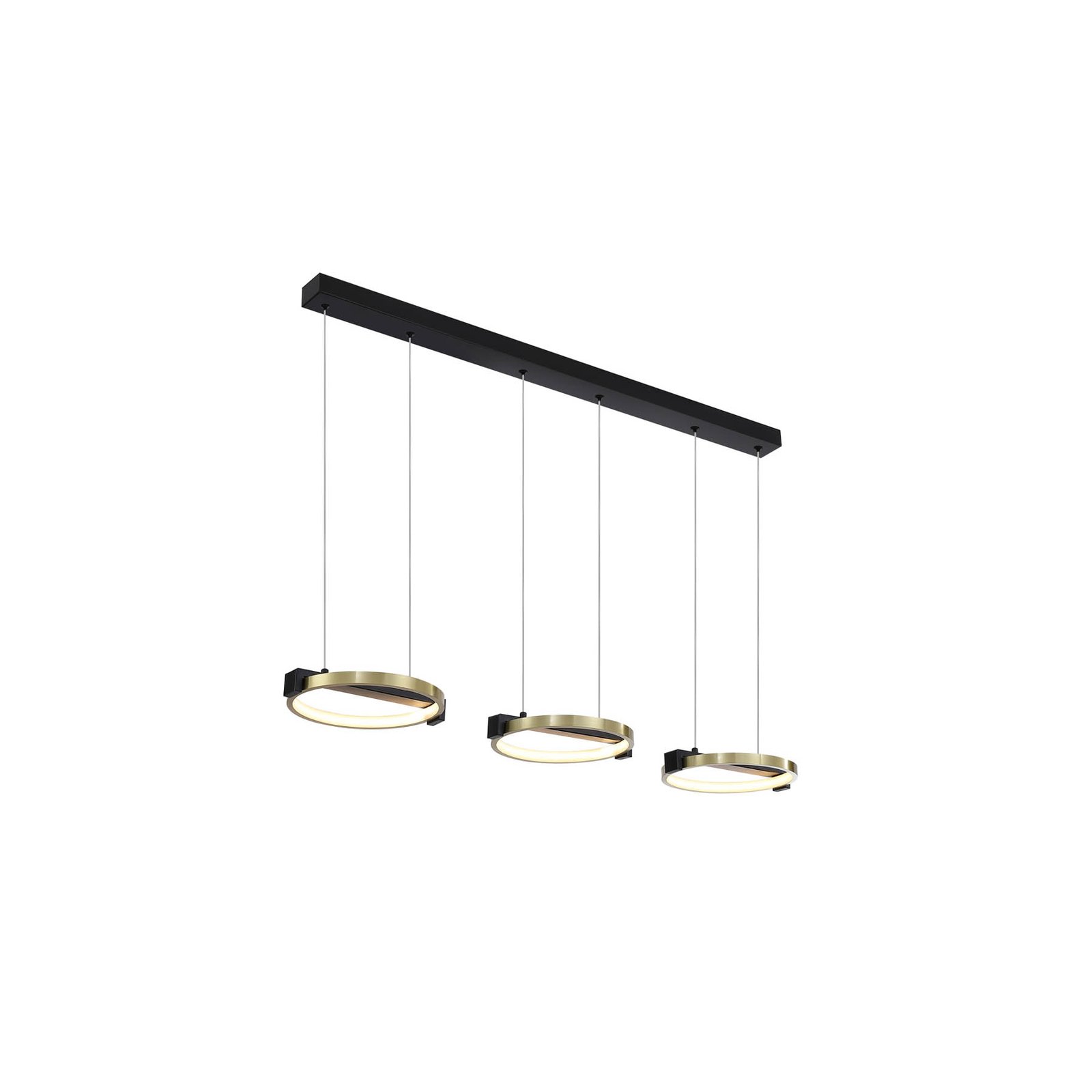 Aerial LED pendant light, 3-bulb, brass/black, steel