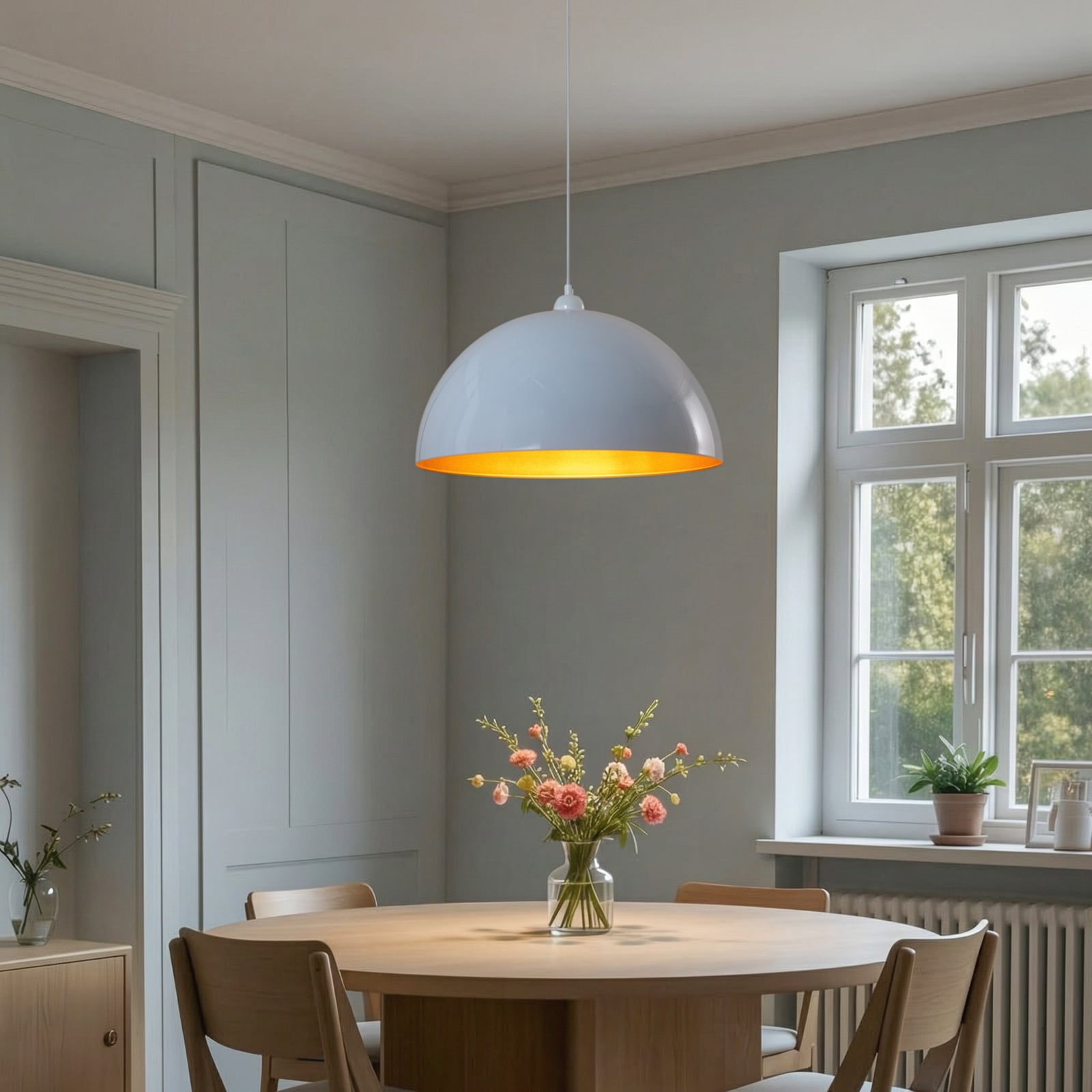 Hängeleuchte Lipeo, weiß/gold, Ø 50 cm, Metall, E27