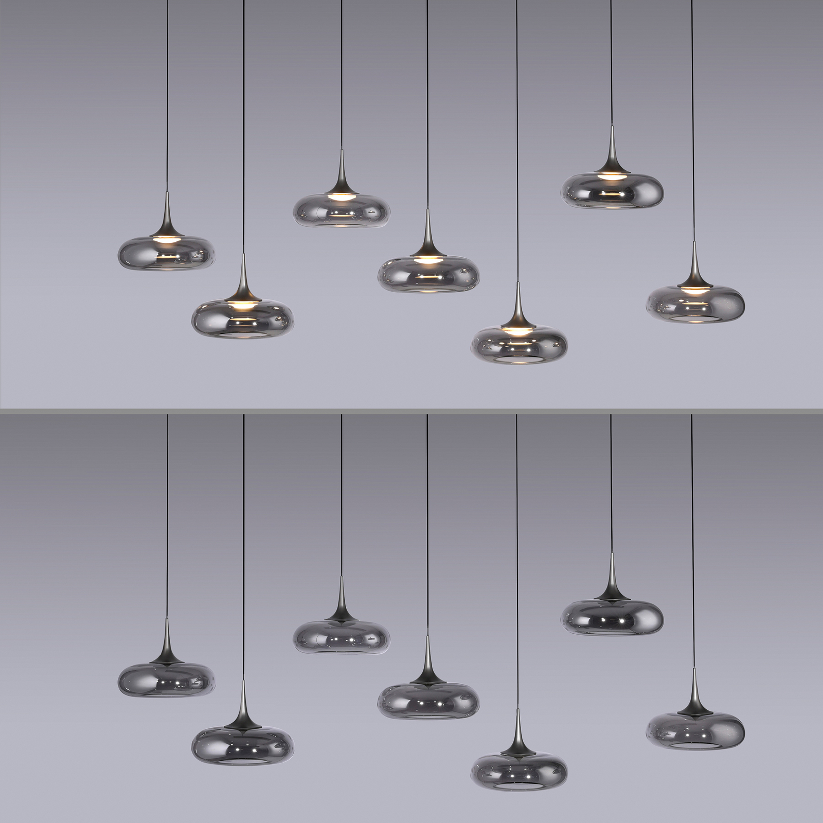 Schöner Wohnen LED-visoka svetilka Posh 7-žarčkov, dimno steklo, 3.000 K Schöner Wohnen LED-visoka svetilka Posh 7-žarčkov, dimno steklo, 3.000 K