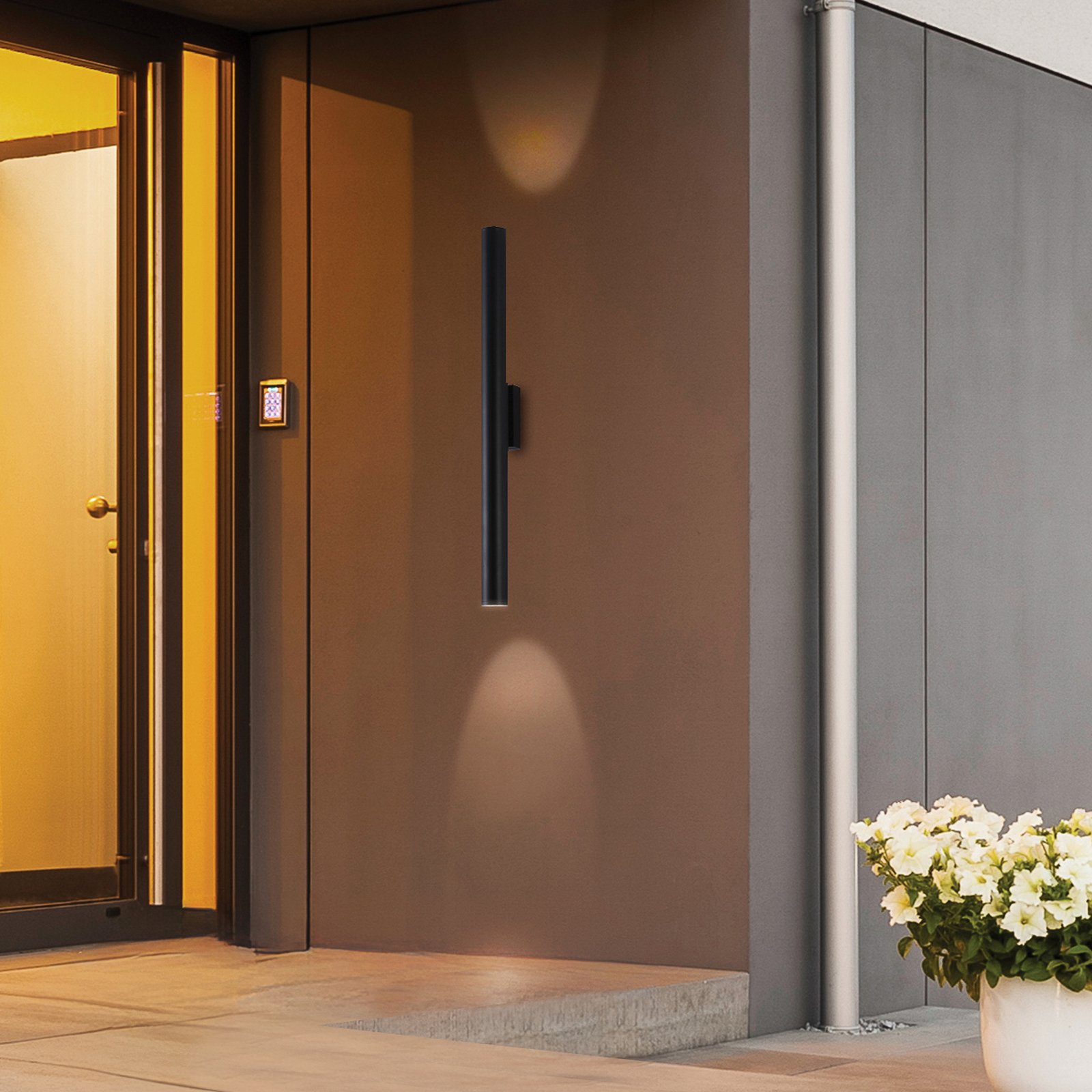 LED-Außenwandlampe City, Höhe 60 cm, schwarz, Metall