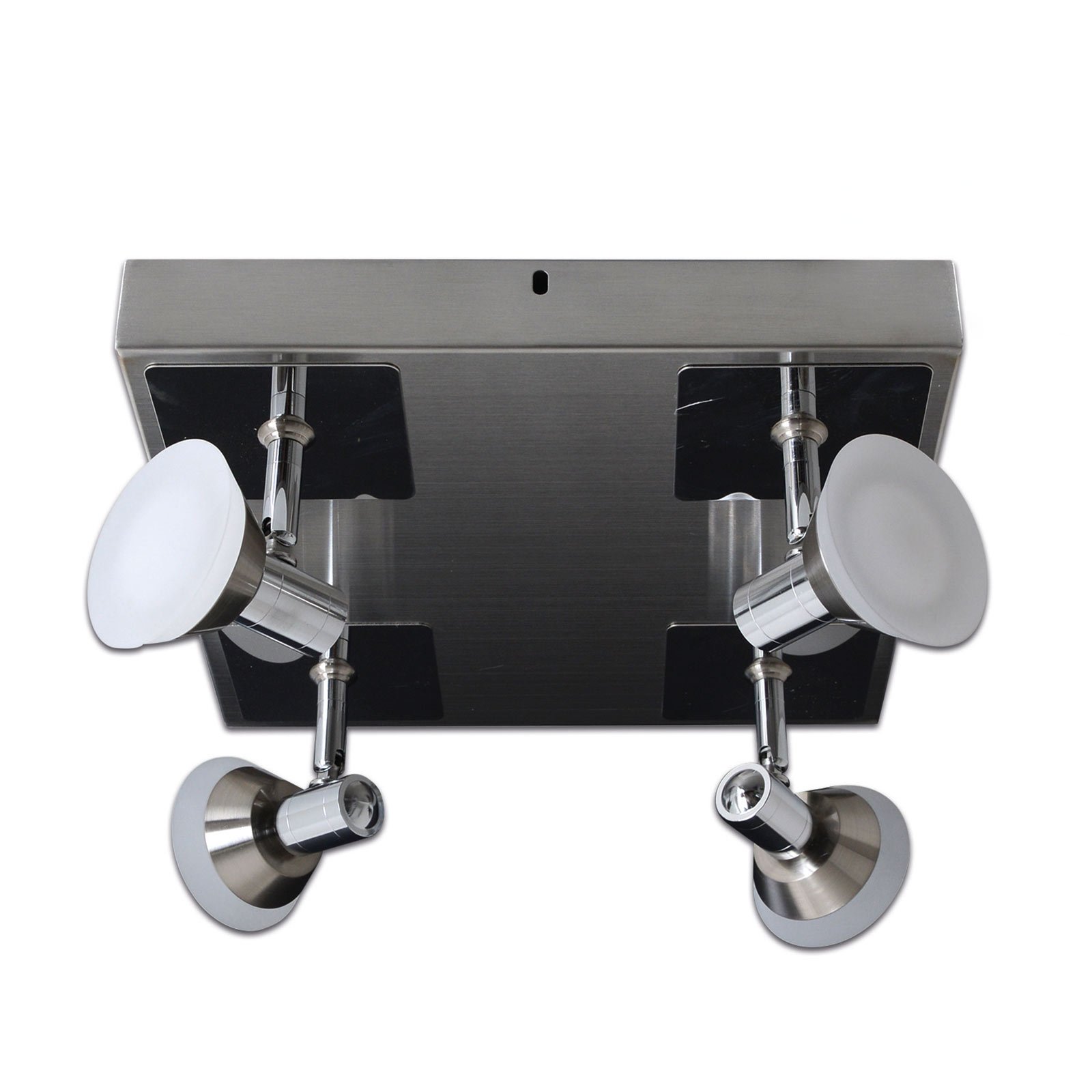 Näve Jericho LED ceiling light square 4-bulb, for Living / Dining Room, metal, glass, 5 W, energy efficiency: A, L: 28 cm, W: 28 cm, H: 13.3 cm