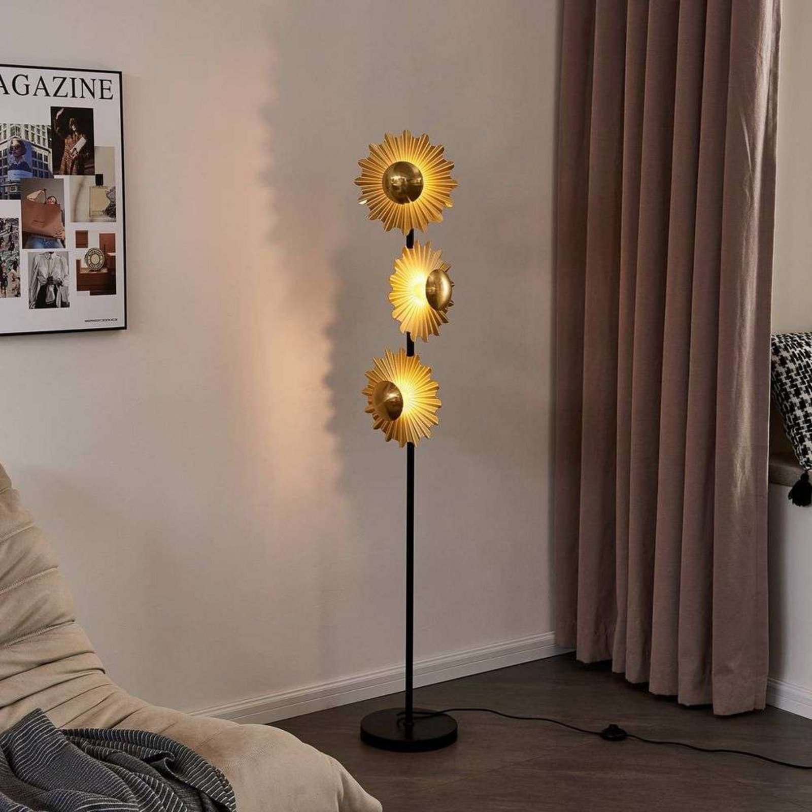 Senmia 3 Stojaca Lampa Gold - Lindby