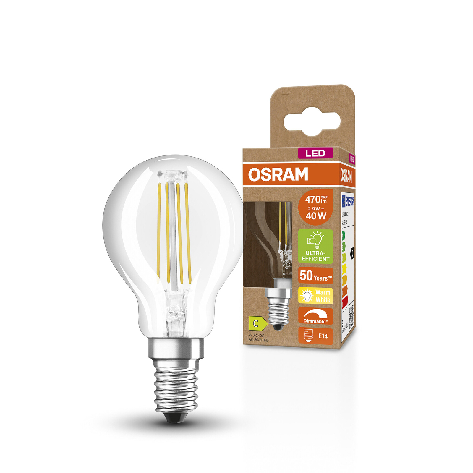 OSRAM Classic ampoule LED E14 2,9W 2 700K dim