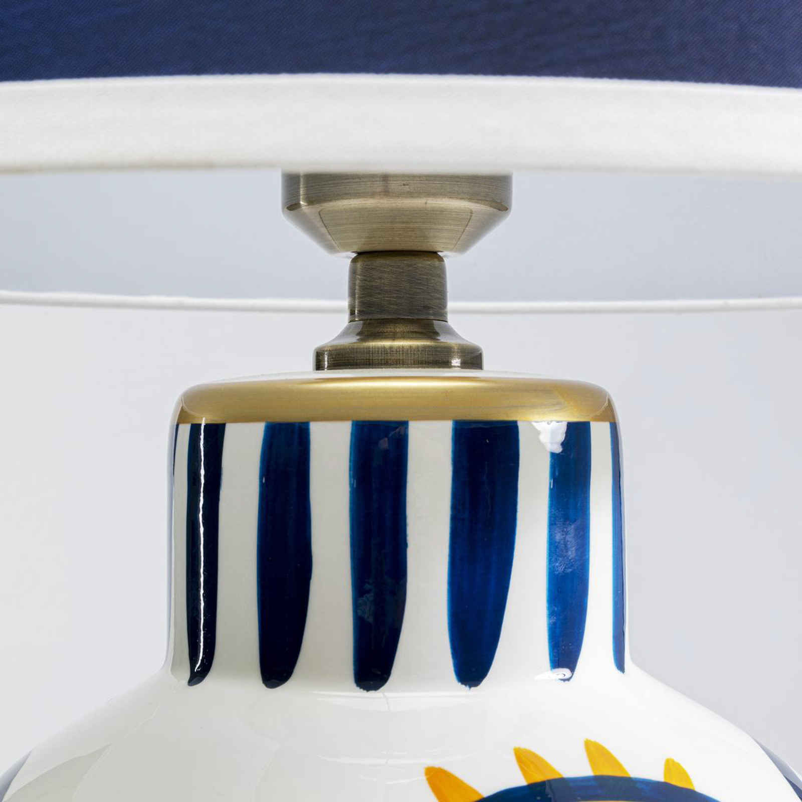 Kare Two Face tafellamp, blauw, textiel, porselein, 65 cm