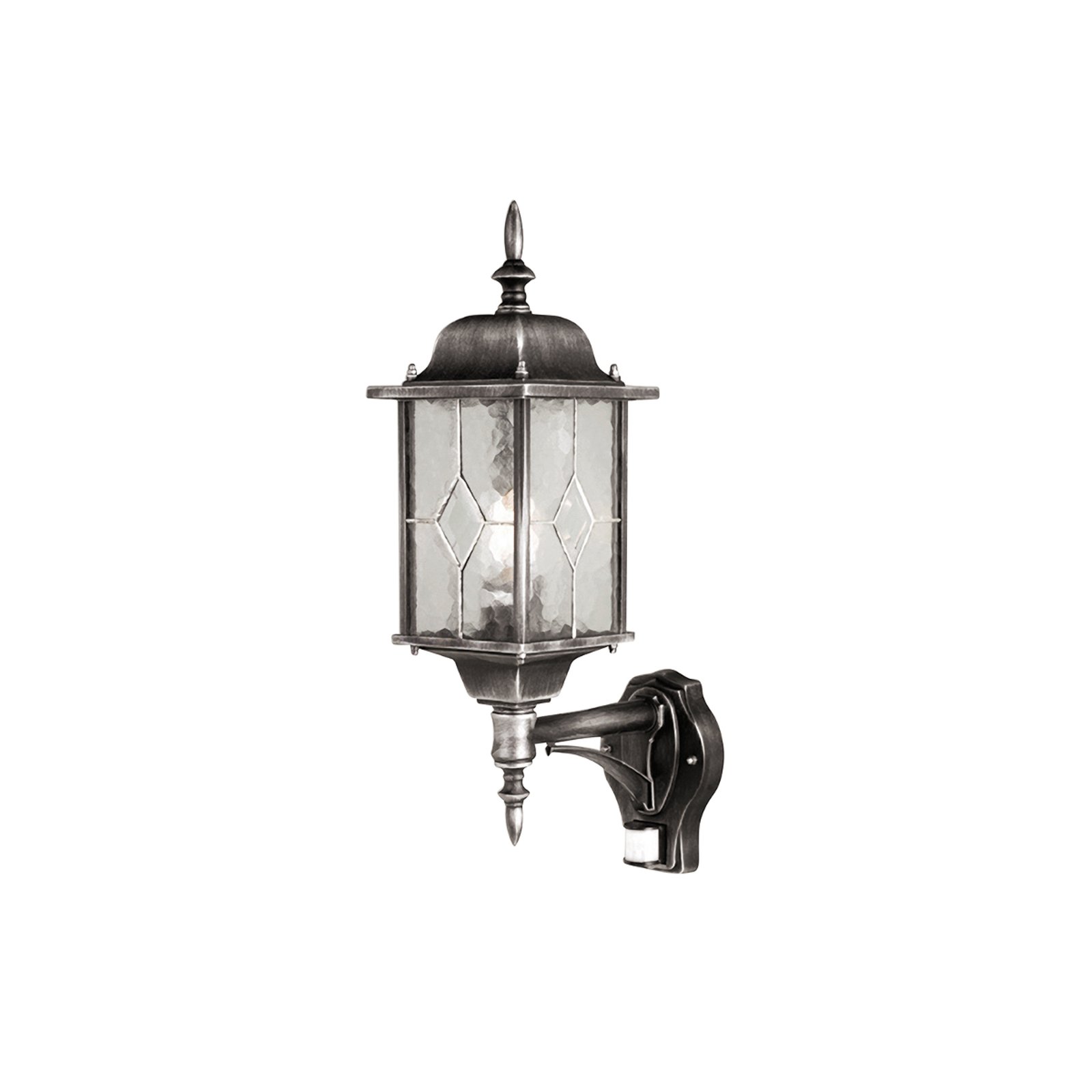 Kültéri fali lámpa Wexford, érzékelő, fekete/ezüst